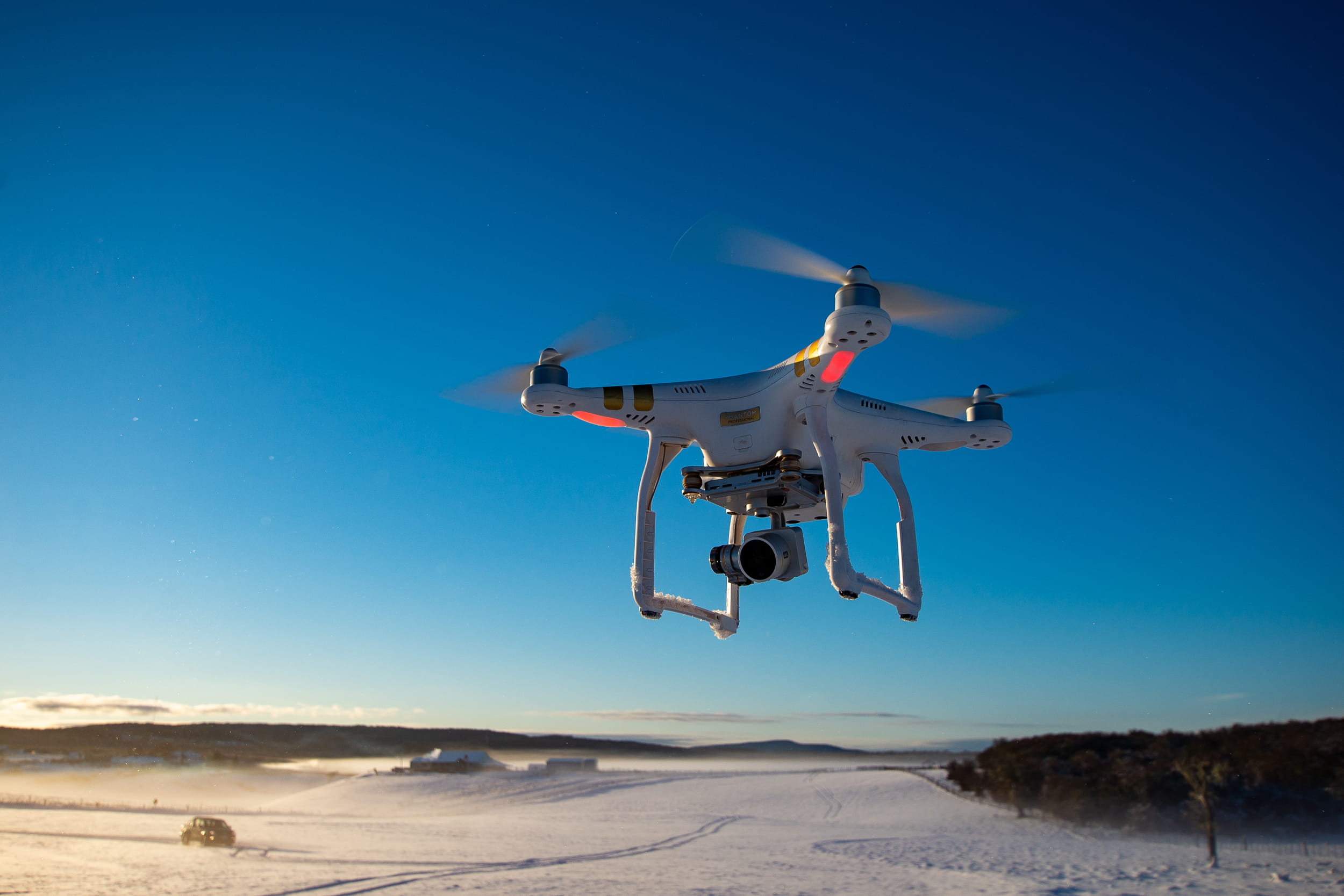 woods, sunlight, 1080P, field, no people, clear sky, blue sky, motion, action, vacation, technology, aircraft, drone, mid-air, flight, transportation, HD Wallpaper