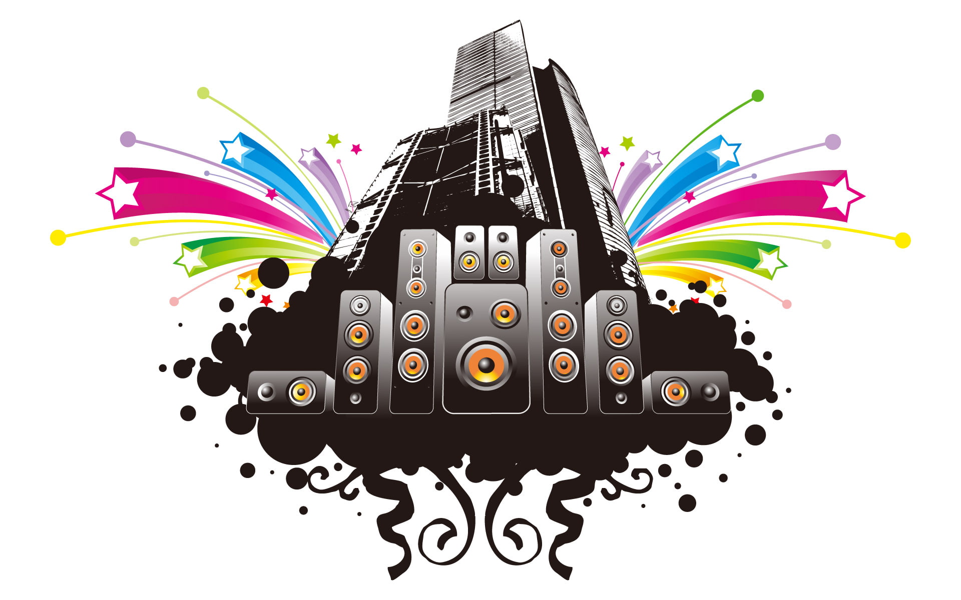 speaker, speakers, art, home, vector and design, 1080P, theater, building, clip, HD Wallpaper