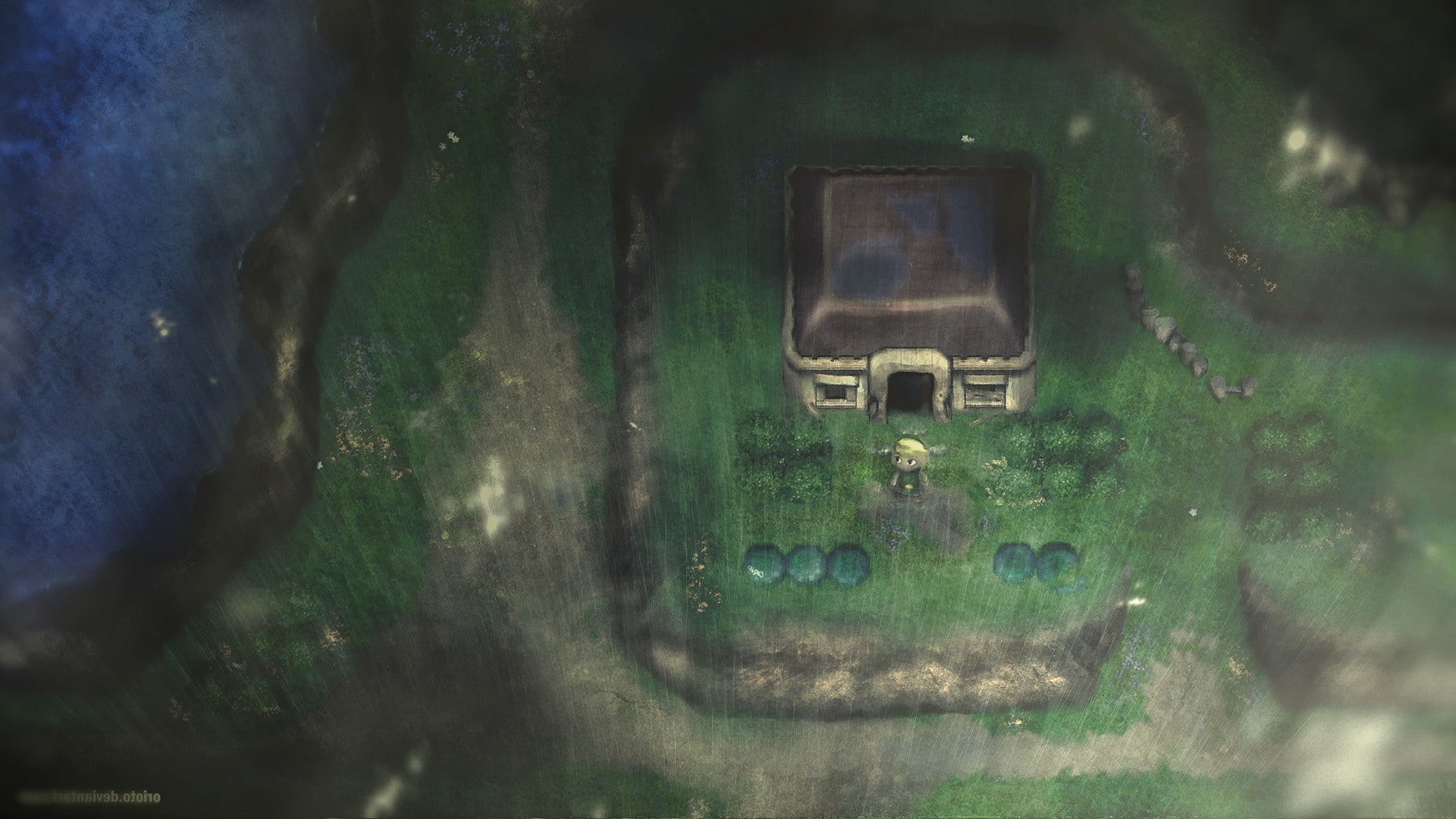 no people, architecture, link video games the legend of zelda the legend of zelda a link to the past, day, water, window, tree, 1080P, plant, reflection, HD Wallpaper