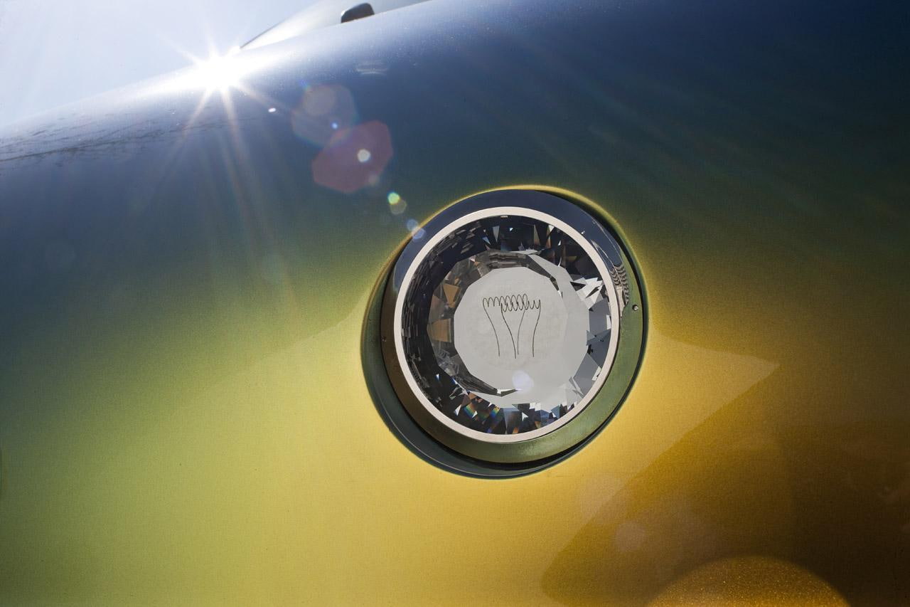 no people, day, land vehicle, reflection, 720P, sky, motor vehicle, rinspeed, sunbeam, water, mode of transportation, yellow, sun, transportation, lens flare, HD Wallpaper