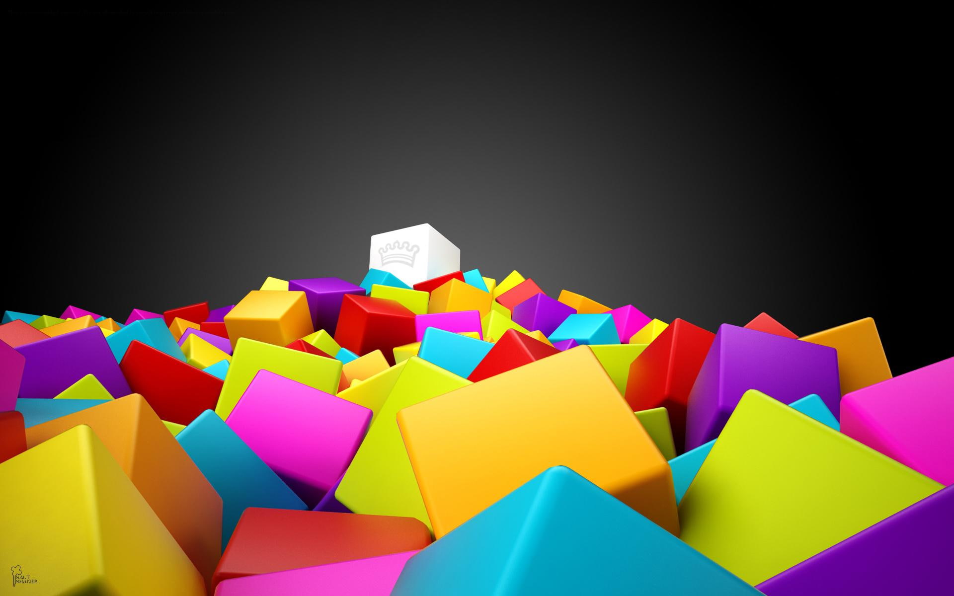 illustration, boxes, assorted, d, colorful, 3d and abstract, cube, 3d, 1080P, HD Wallpaper