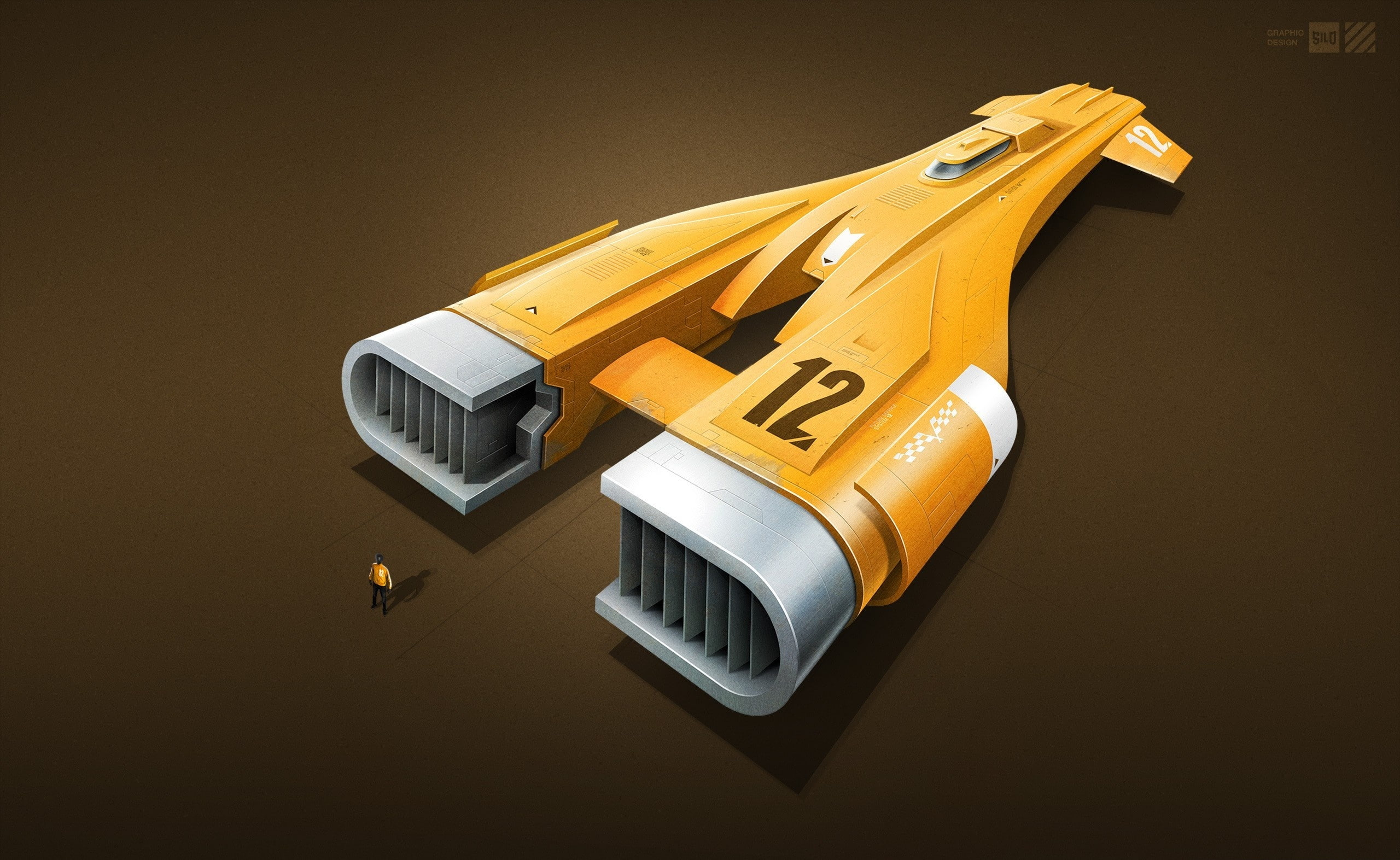 communication, single object, close-up, yellow, gray, illustration, wireless technology, metal, spaceship, high angle view, colored background, corporate business, HD Wallpaper
