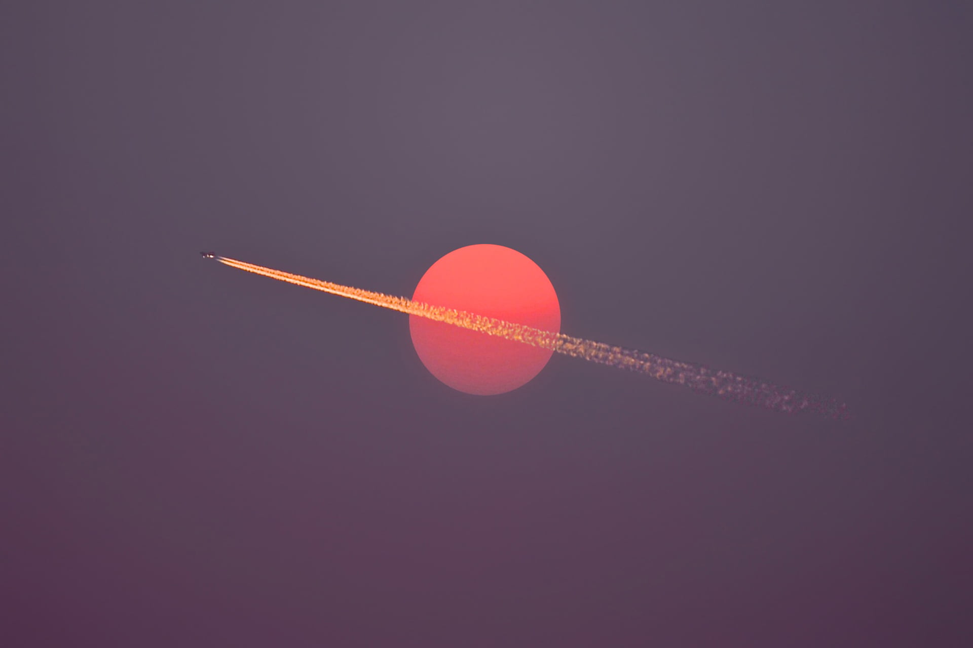 outdoors, studio shot, low angle view, red, single object, sun, nature, lighting equipment, dusk, 1080P, night, copy space, beauty in nature, jetplane, HD Wallpaper