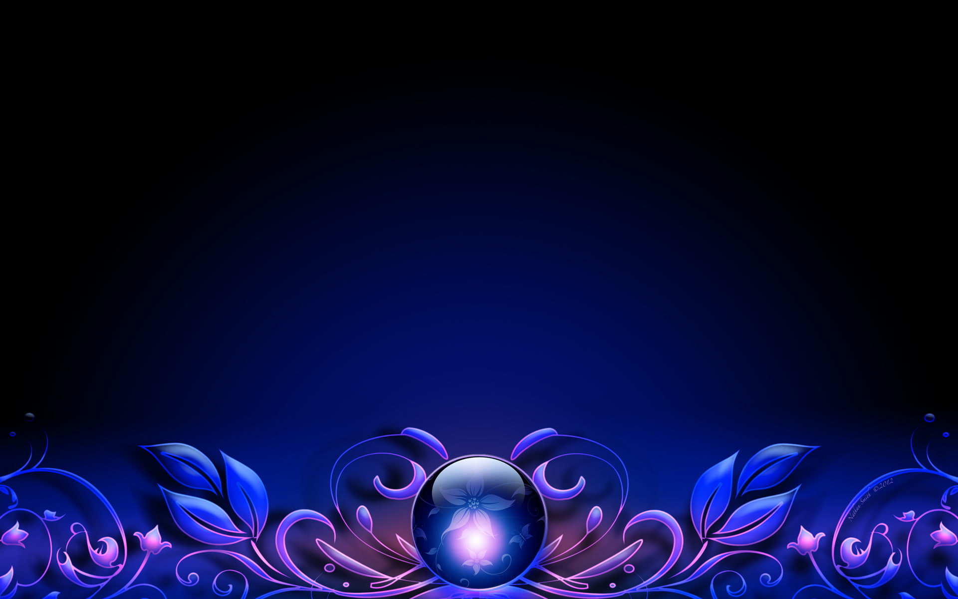 globe, crystal, sphere, border, vector, ball, leaves, 1080P, flowers, HD Wallpaper