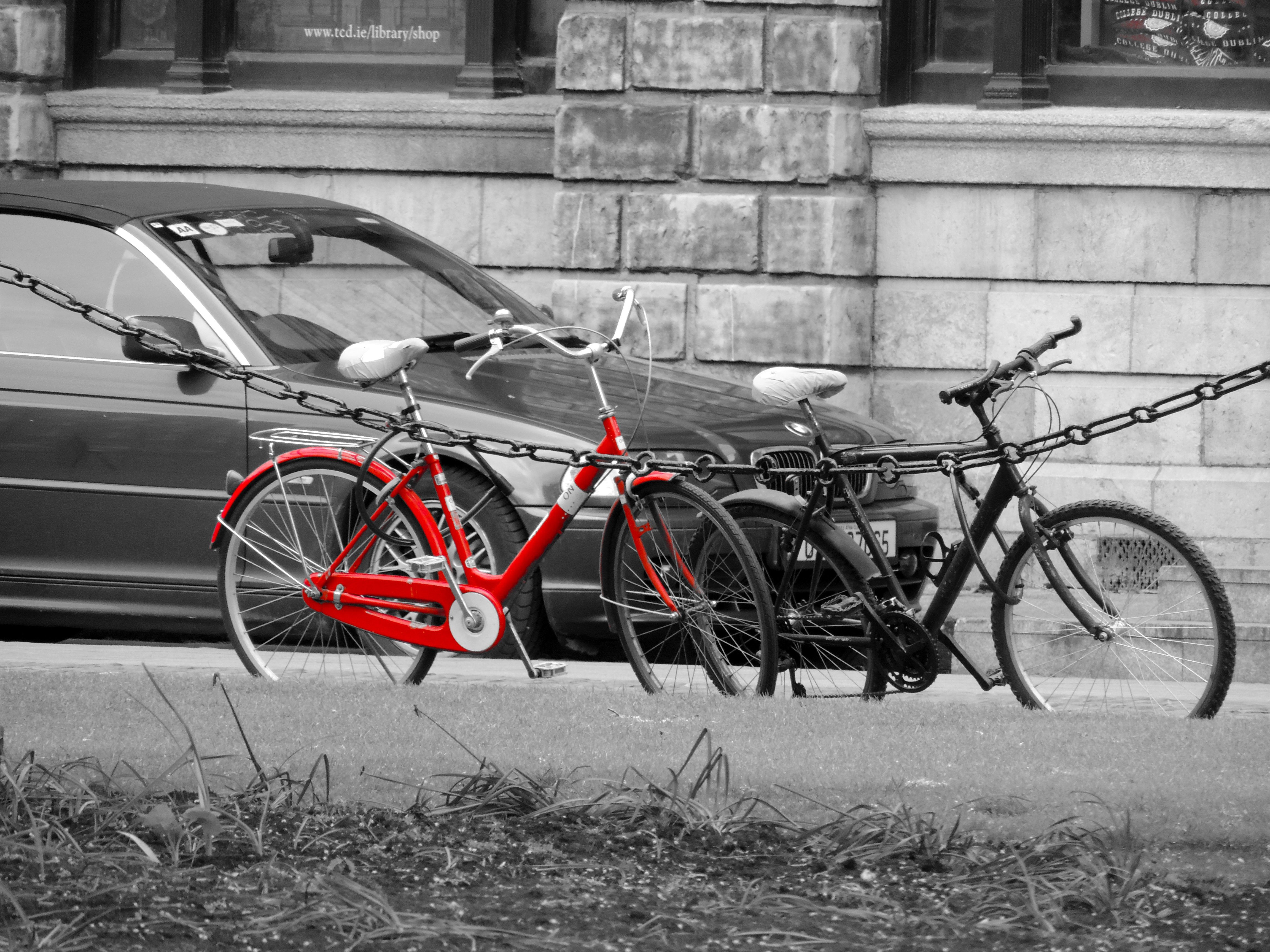 4K, red, monochrome, Selective Coloring, Trinity College, HD Wallpaper
