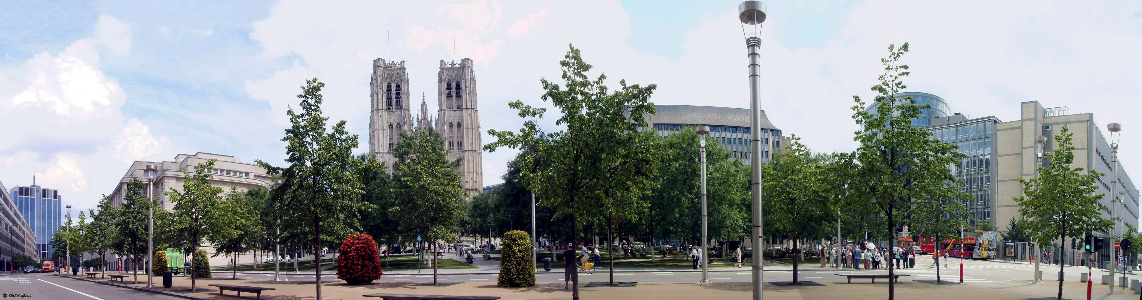 belgium, people, tree, street, city life, skyscraper, bruxelles, day, group of people, building, plant, city, cloud - sky, financial district, cityscape, HD Wallpaper
