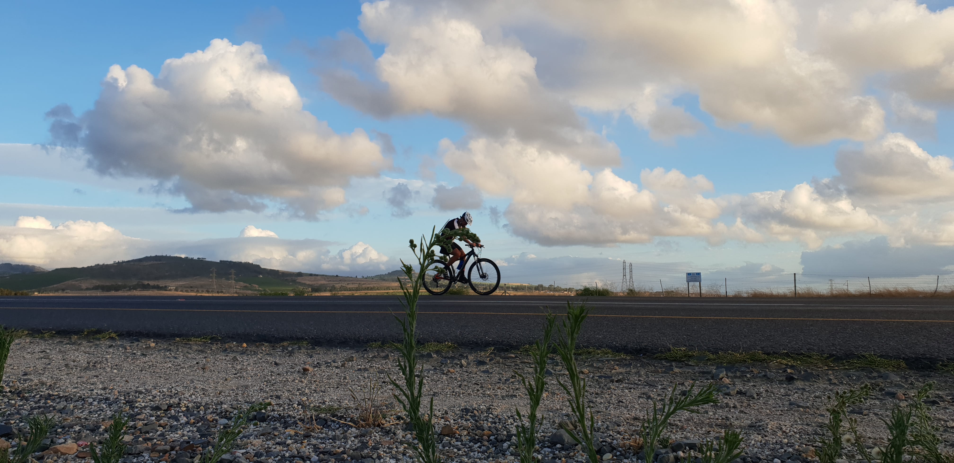 ride, human, outdoors, mode of transportation, ground, plant, landscape, gravel, person, road, asphalt, cape town, land, riding, clouds, transportation, HD Wallpaper