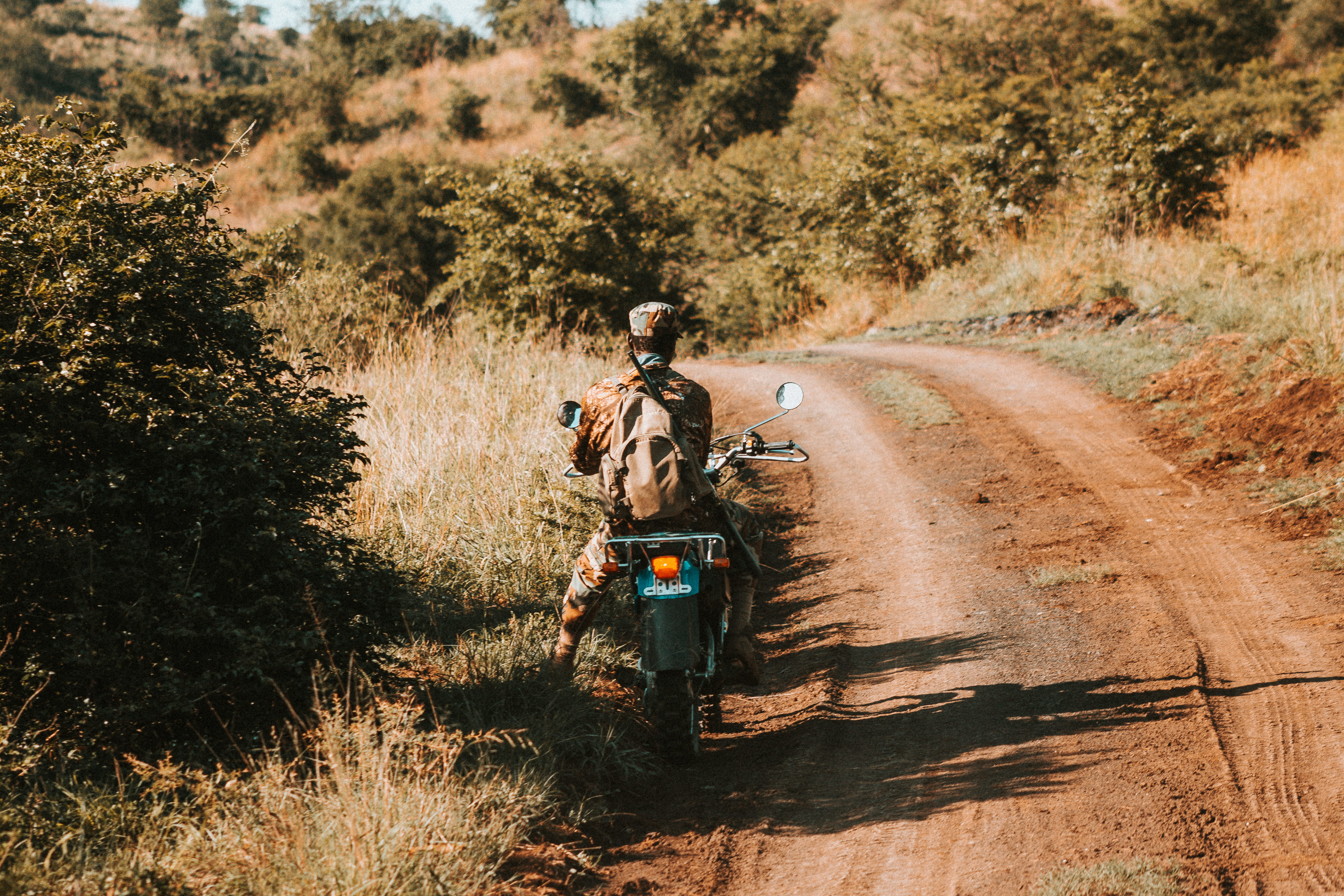 africa, dirt road, dirt, mode of transportation, growth, 5K, land vehicle, outdoors, nature, candid, real people, daytime, motorbike, sunlight, safari, HD Wallpaper