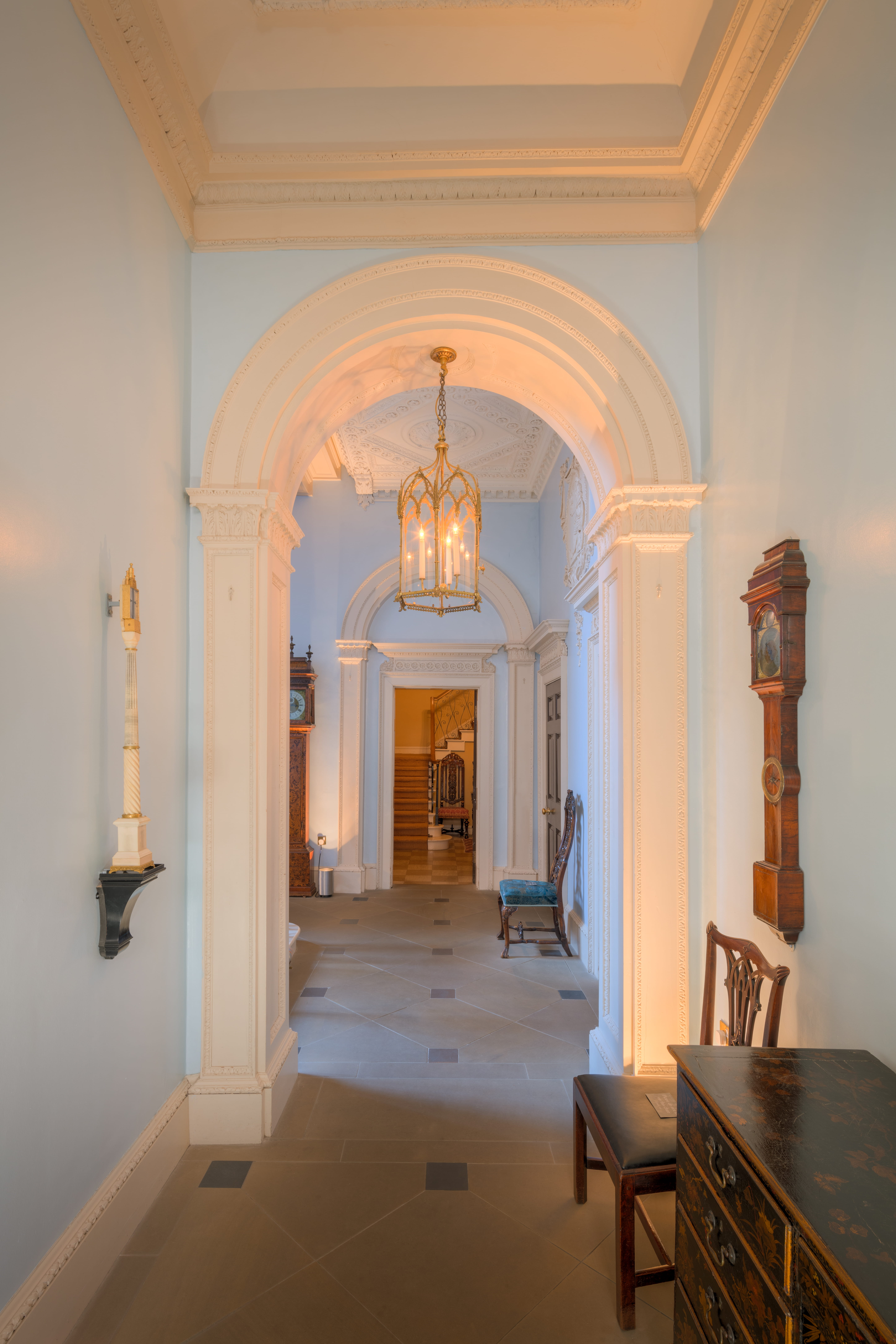 no people, 8K, religion, indoors, door, empty, building, side, ceiling, arcade, built structure, corridor, the past, luxury, chairs, architectural column, Phone HD Wallpaper