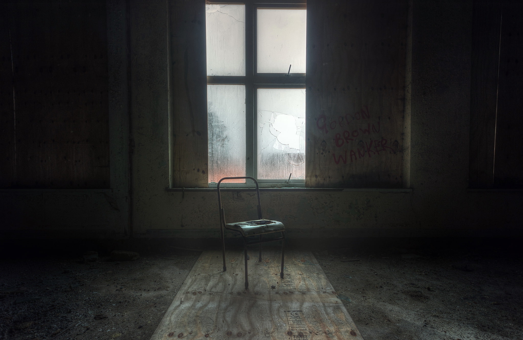 old, chair, house, deterioration, home interior, building, room, damaged, architecture, grey, built structure, dirty, domestic room, day, no people, messy, HD Wallpaper