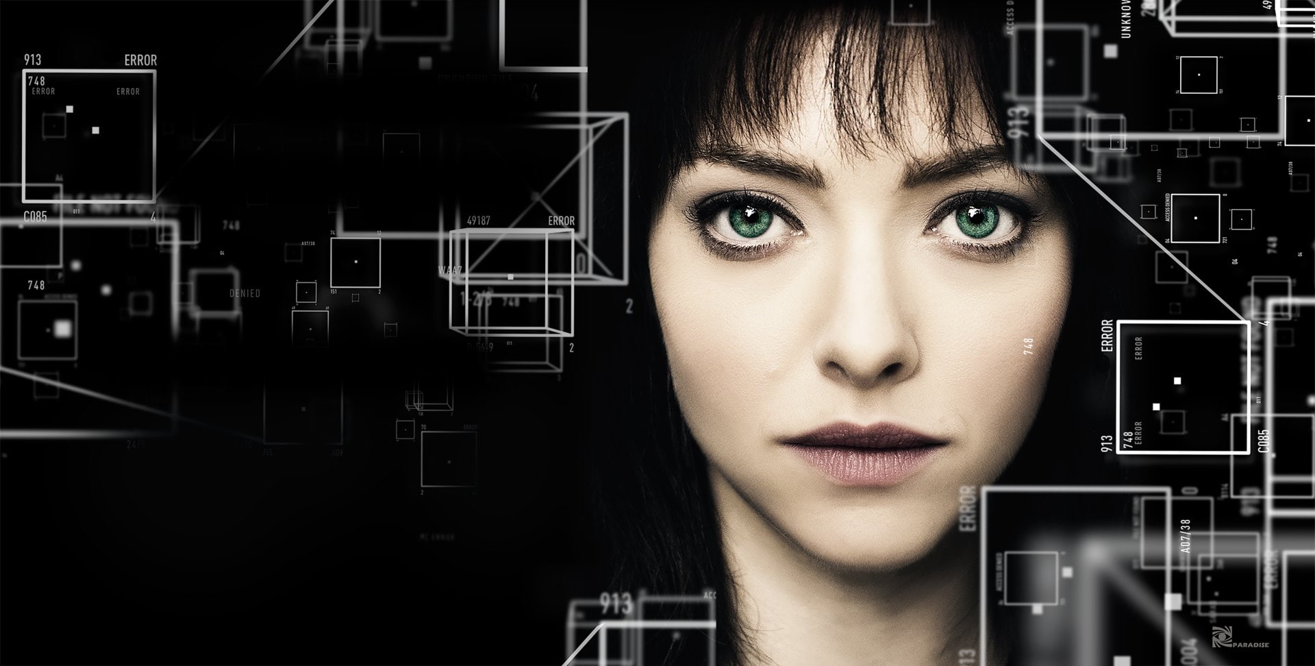 1080P, Amanda Seyfried, Close-Up, Movie, Green Eyes, Face, ANON (Movie), Woman, Sci Fi, Black Hair, ANON, Actress, HD Wallpaper