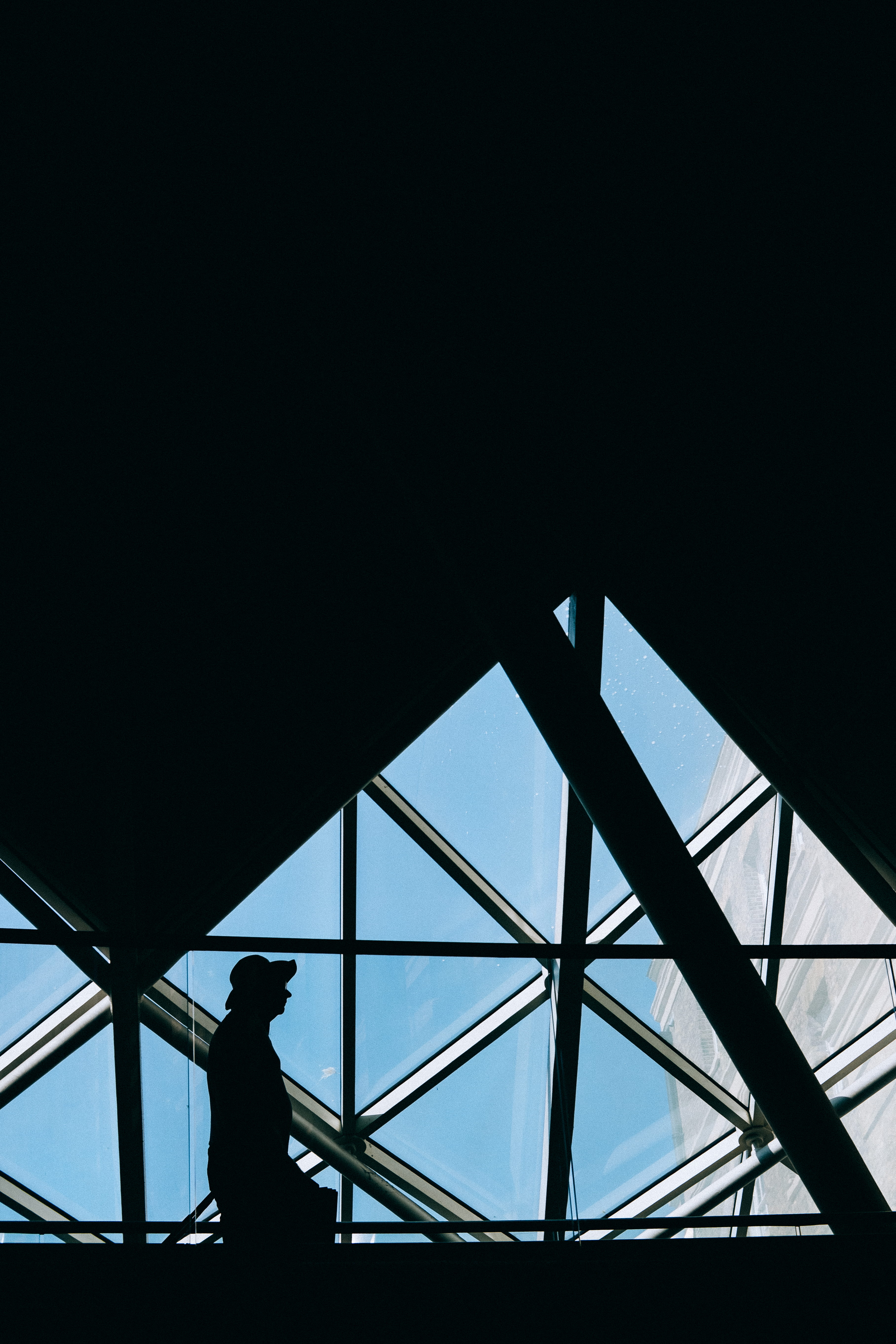 architecture, sky, minimal, copy space, walking, street, light, men, shadow, near, clear sky, low angle view, portrait, real people, day, three quarter length, Phone HD Wallpaper