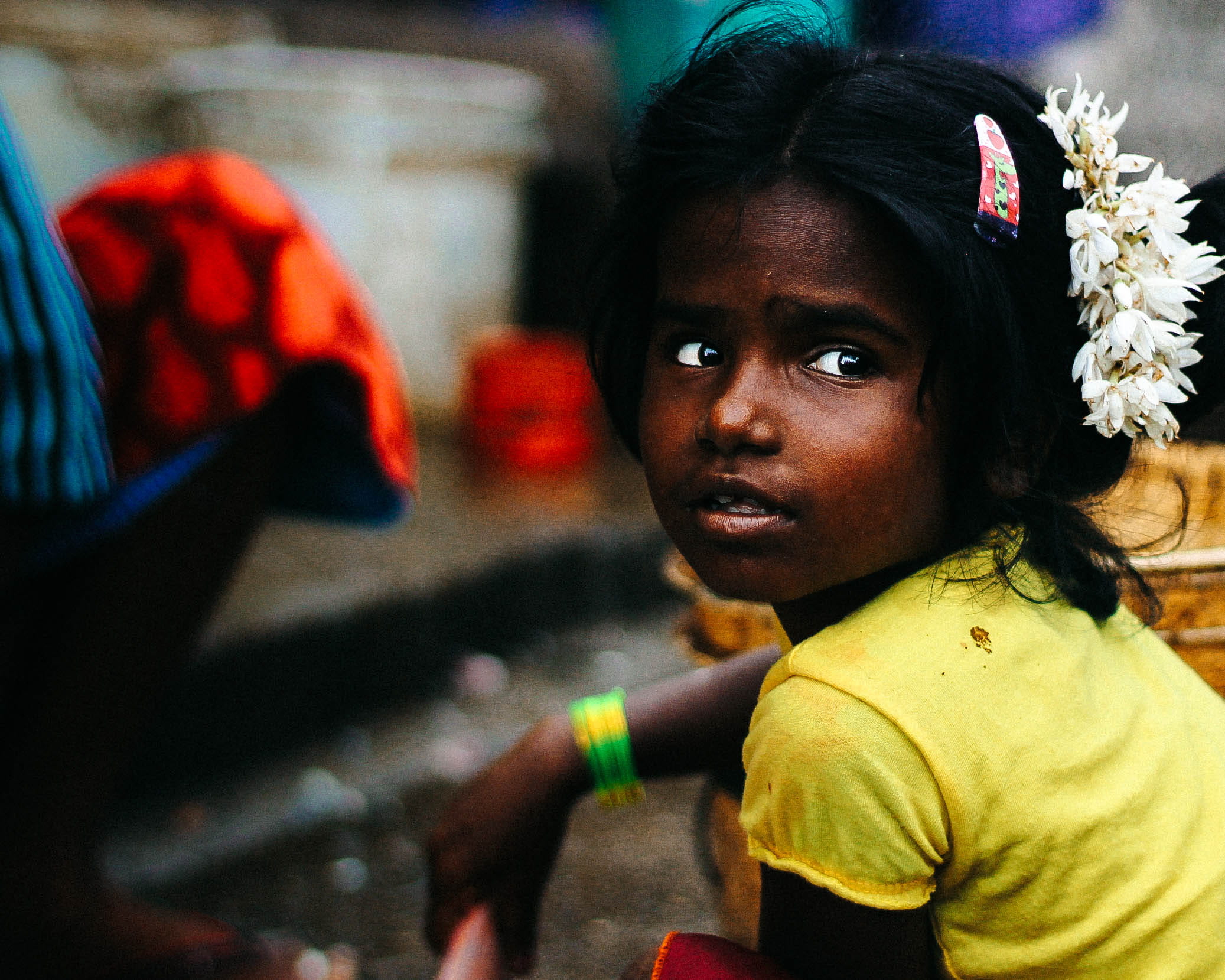 teenager, wearing, women, poverty, headress, one Person, focus on foreground, childhood, kid, people, headshot, shirt, innocence, side view, indoors, yellow, HD Wallpaper
