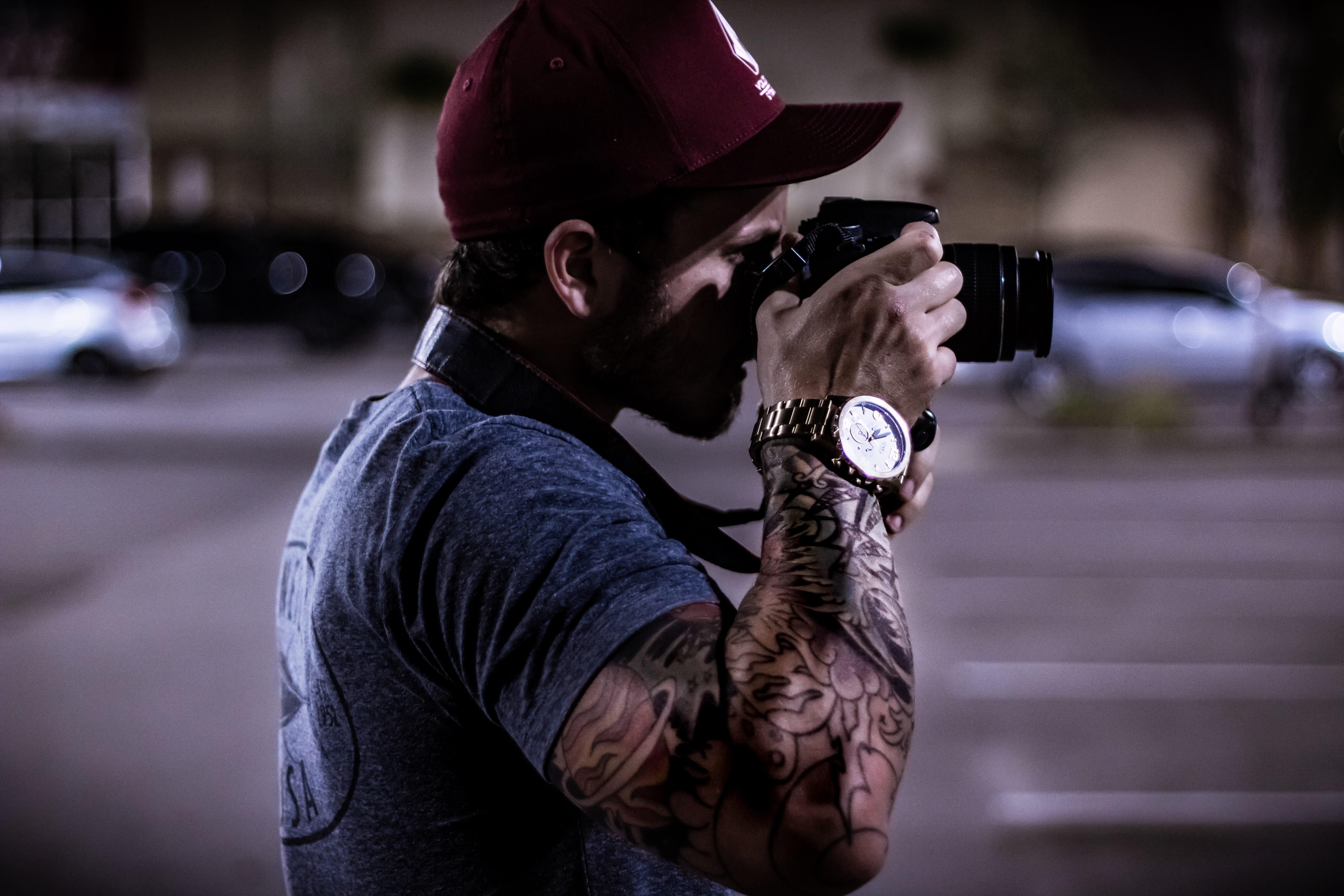 young men, men, photography, street, standing, photographing, action, waist up, tee, wear, lifestyles, portrait, headshot, shirt, one person, using, real people, HD Wallpaper