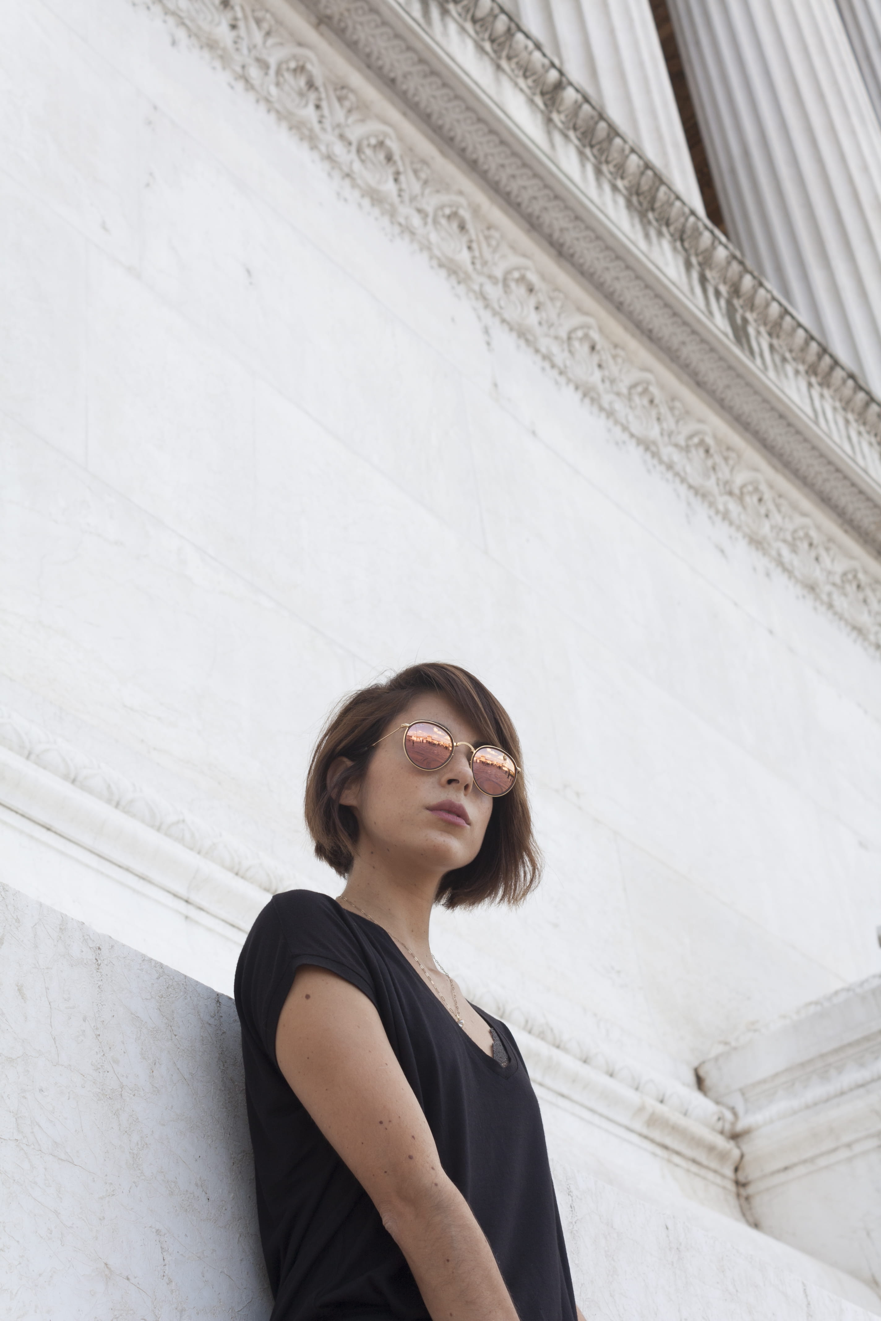 clothes, young women, day, lifestyles, ceiling, altar of the fatherland, woman, sunglasses, fashion, contemplation, architecture, low angle view, one person, Phone HD Wallpaper