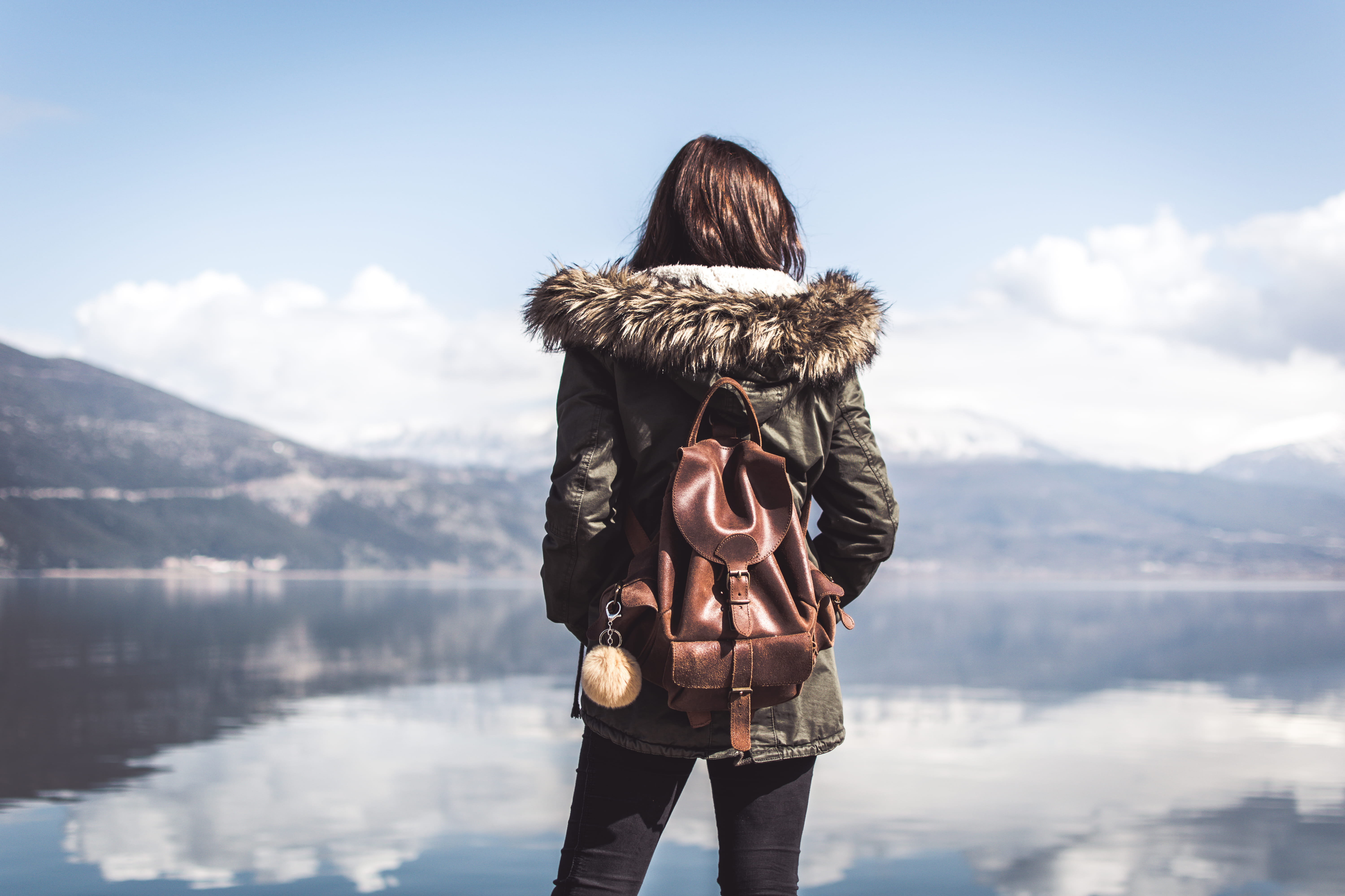 5K, nature, female, front, warm Clothing, people, facing, obscured face, women, adult, lifestyles, rear view, sky, behind, hair, standing, females, adults Only, HD Wallpaper