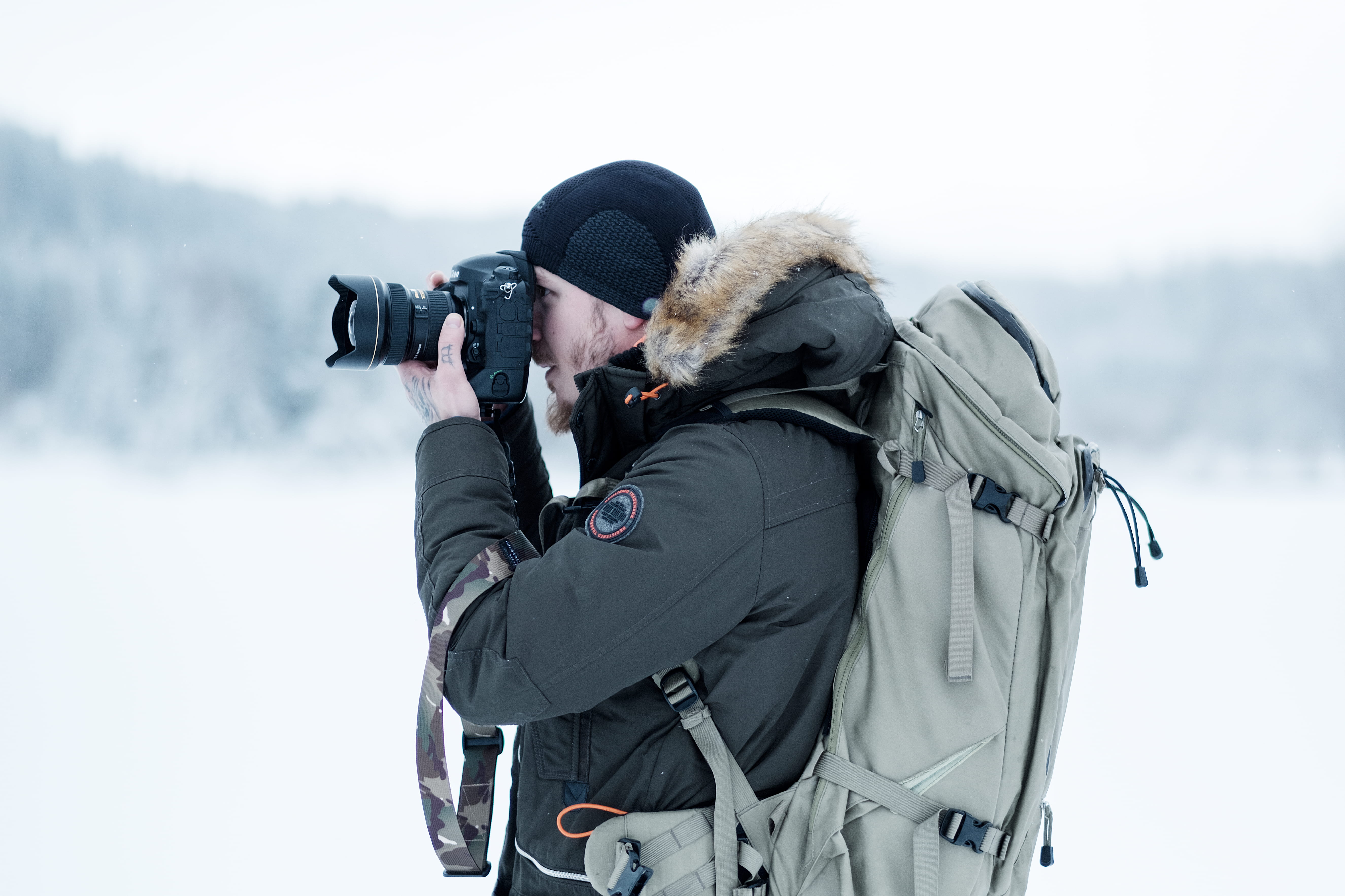 clothing, smartphone, hat, using, mountain, photographer, rucksack, 5K, taking, outdoors, cold temperature, two people, nature, field, leisure activity, HD Wallpaper