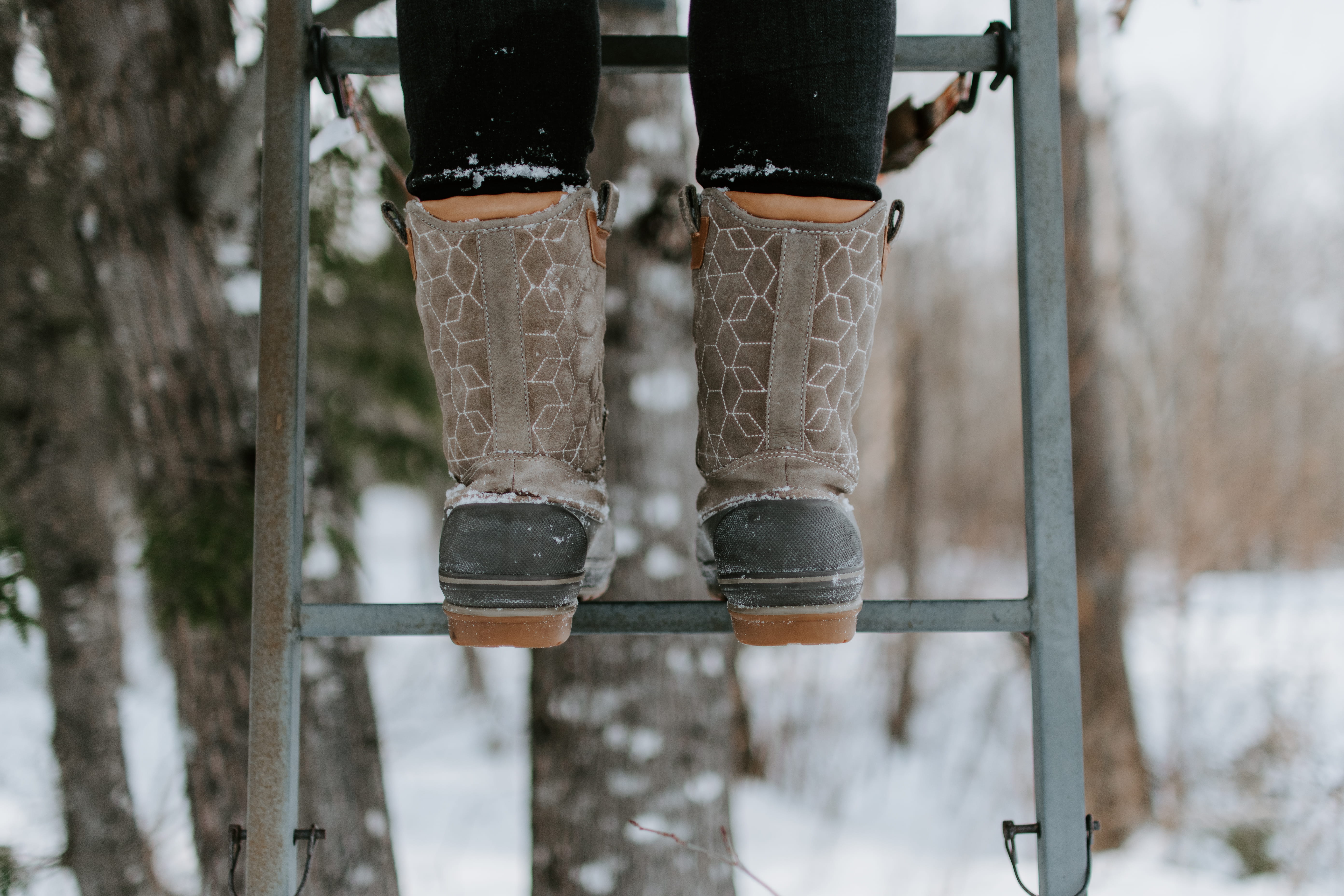 hike, standing, wearing, duck boots, leisure activity, unrecognizable person, cold temperature, pattern, clothing, low section, footwear, ladder, real people, HD Wallpaper