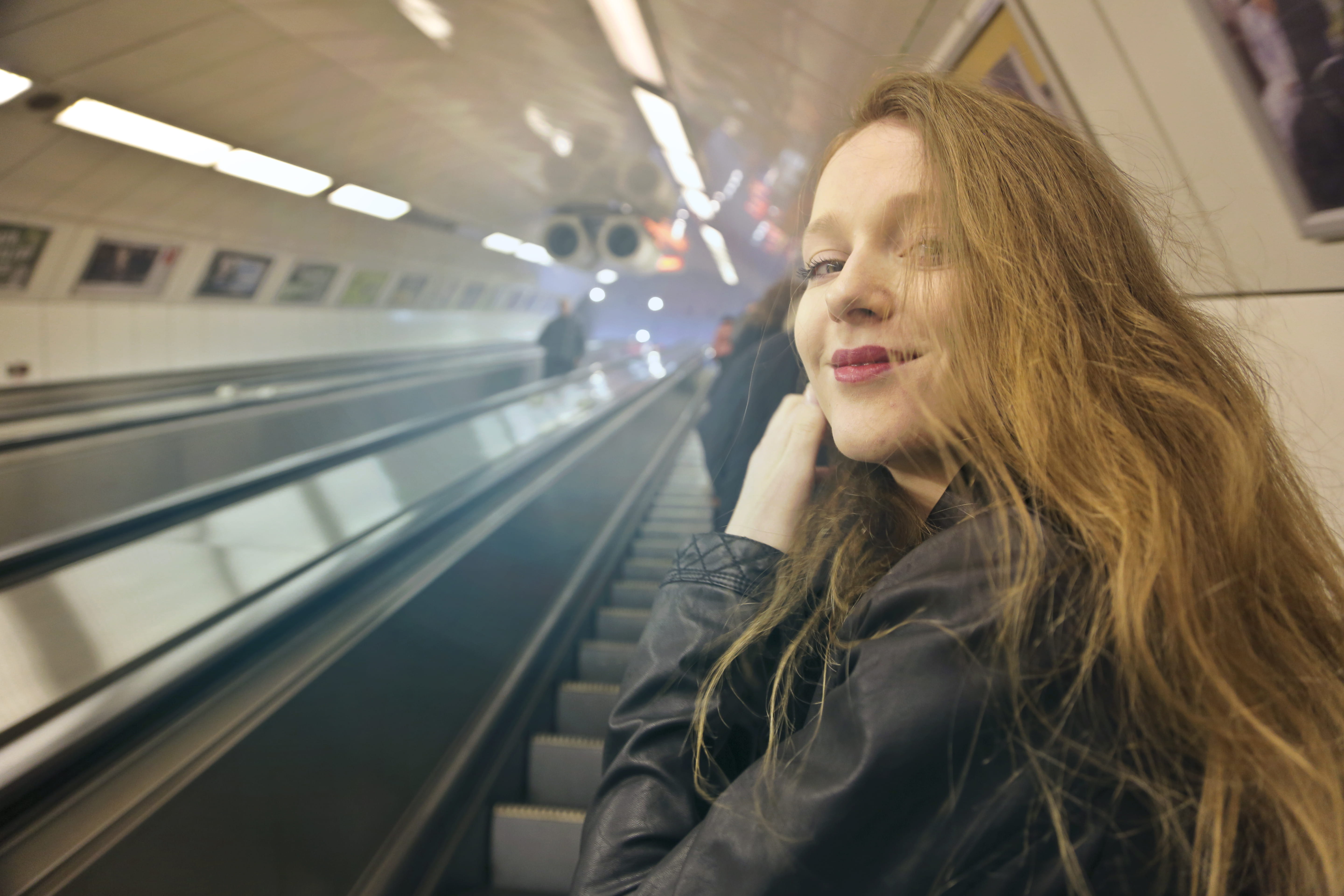 indoor, lifestyles, transportation, fashion, one person, train, architecture, scale, city, lights, steel, motion, underground, young women, urban, beautiful woman, HD Wallpaper