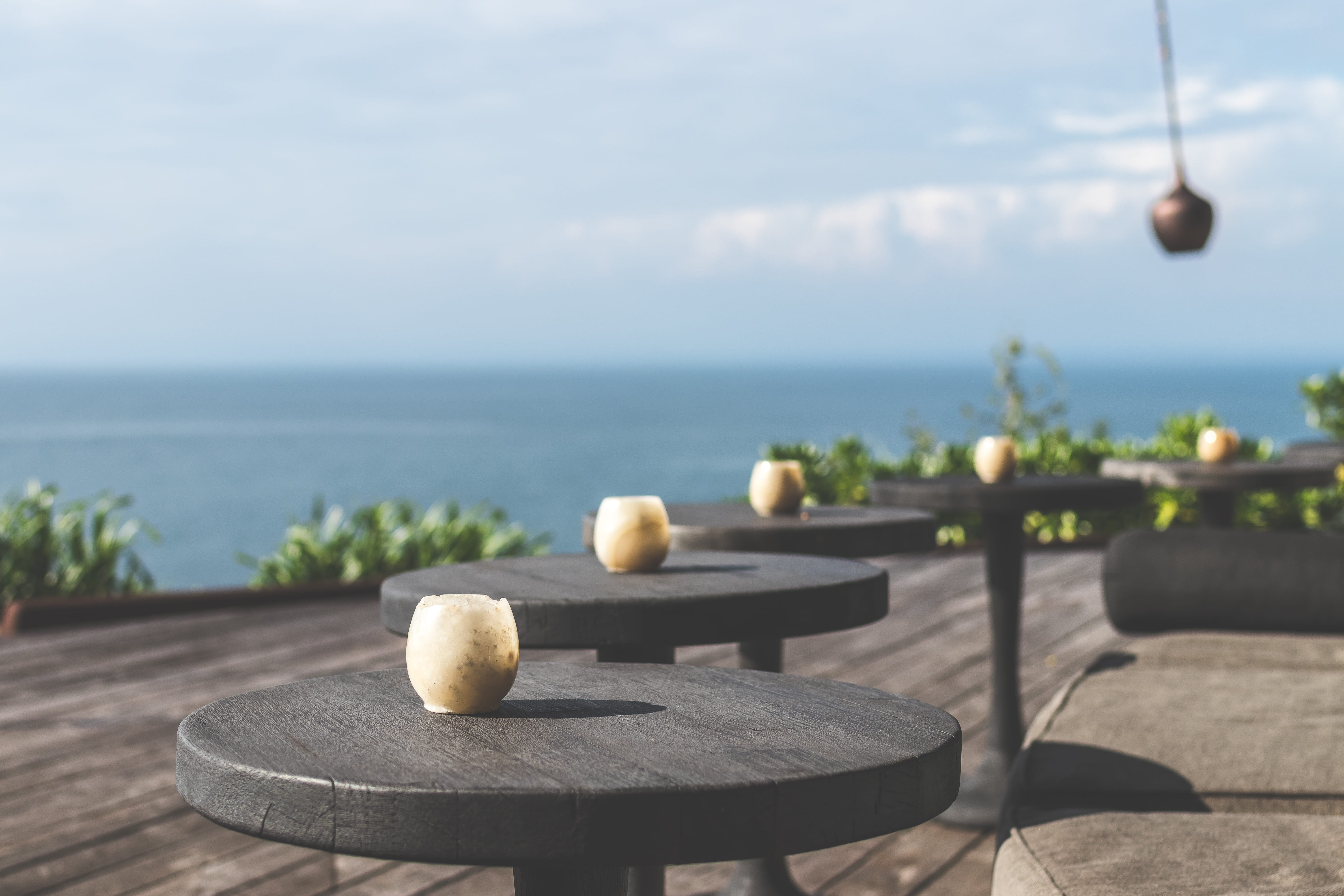 dinner, seat, nobody, horizon, summer, beautiful, chair, terrace, celebration, leisure, sunset, wood, ocean, romantic, beach, resort, black, lagoon, sea, HD Wallpaper