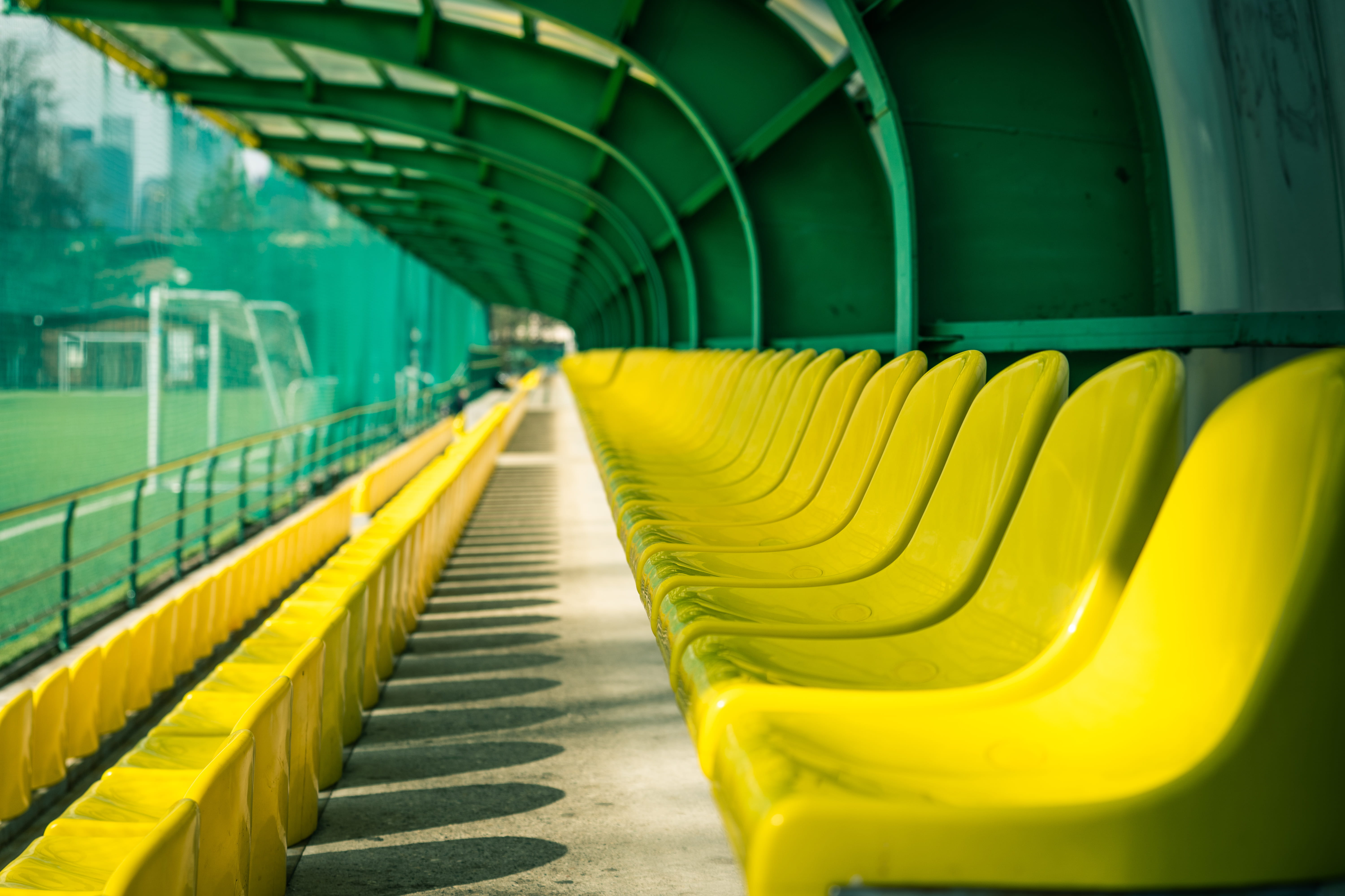 day, diminishing perspective, direction, seat, contemporary, nature, empty, arrangement, no people, indoors, vacant, order, inside, 5K, rows of seats, HD Wallpaper