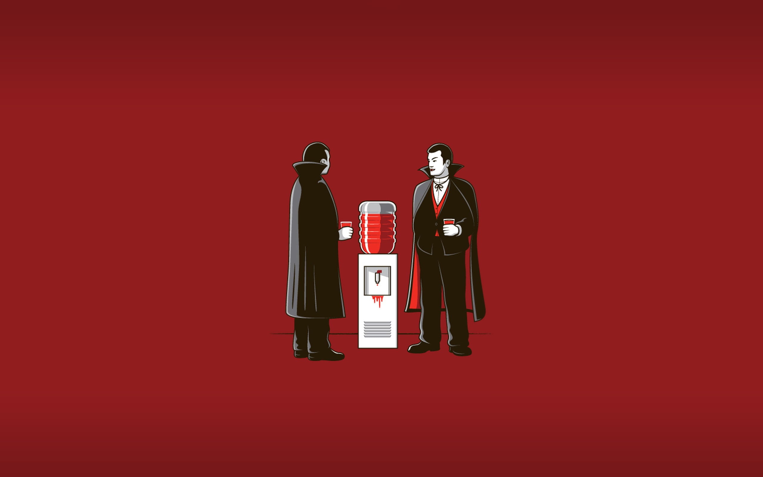 red, red background, vampires, standing, emergency equipment, illustration, cut out, human representation, copy space, still life, love, animated, no people, HD Wallpaper