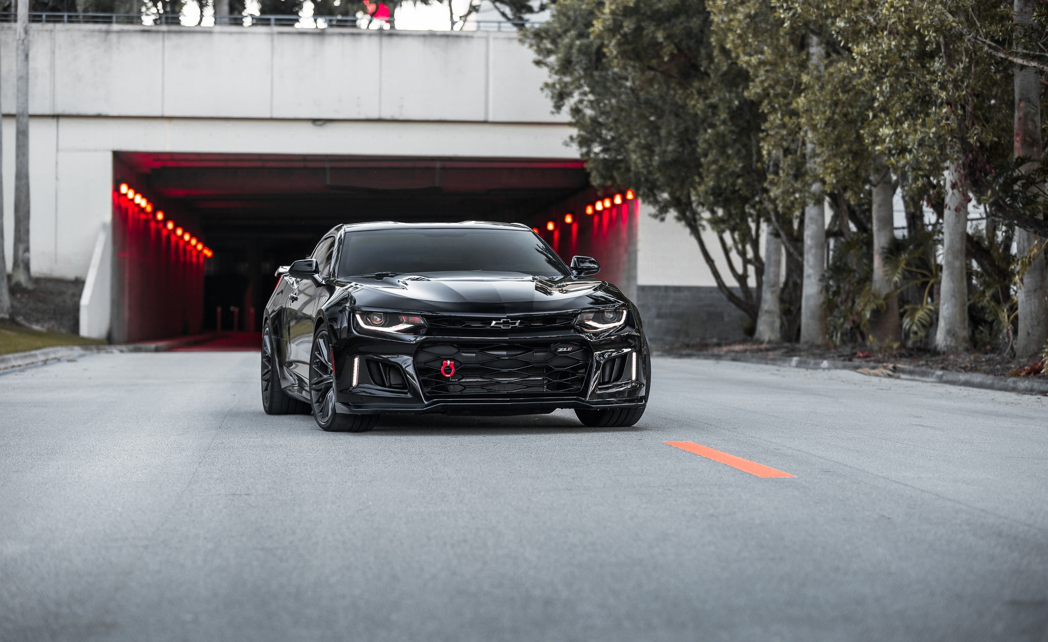 Camaro, America, Black, Tunnel, Chevrolet, Sight, 1080P, ZL-1, HD Wallpaper