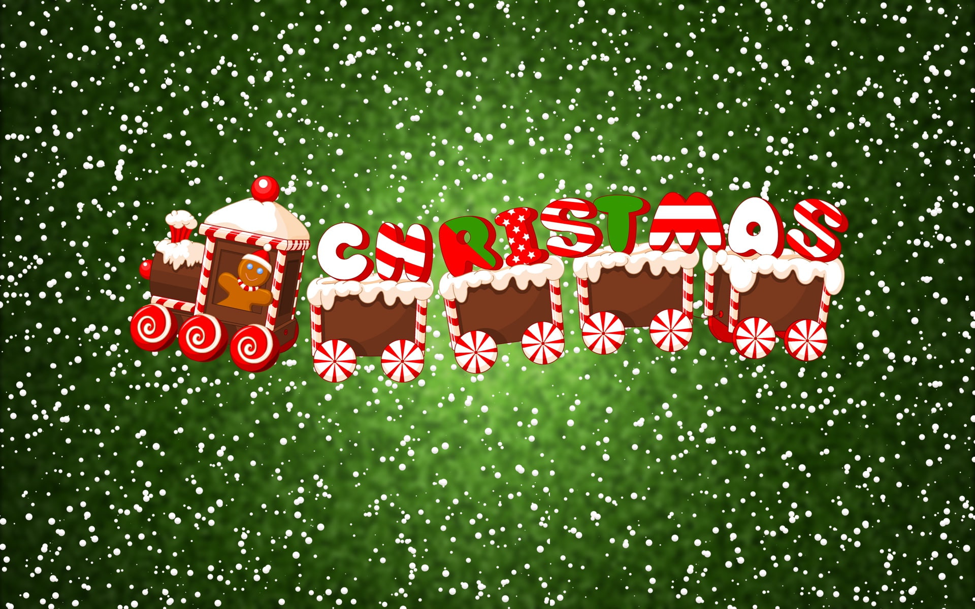 Snowflake, 1080P, Christmas, Train, Holiday, Gingerbread, HD Wallpaper
