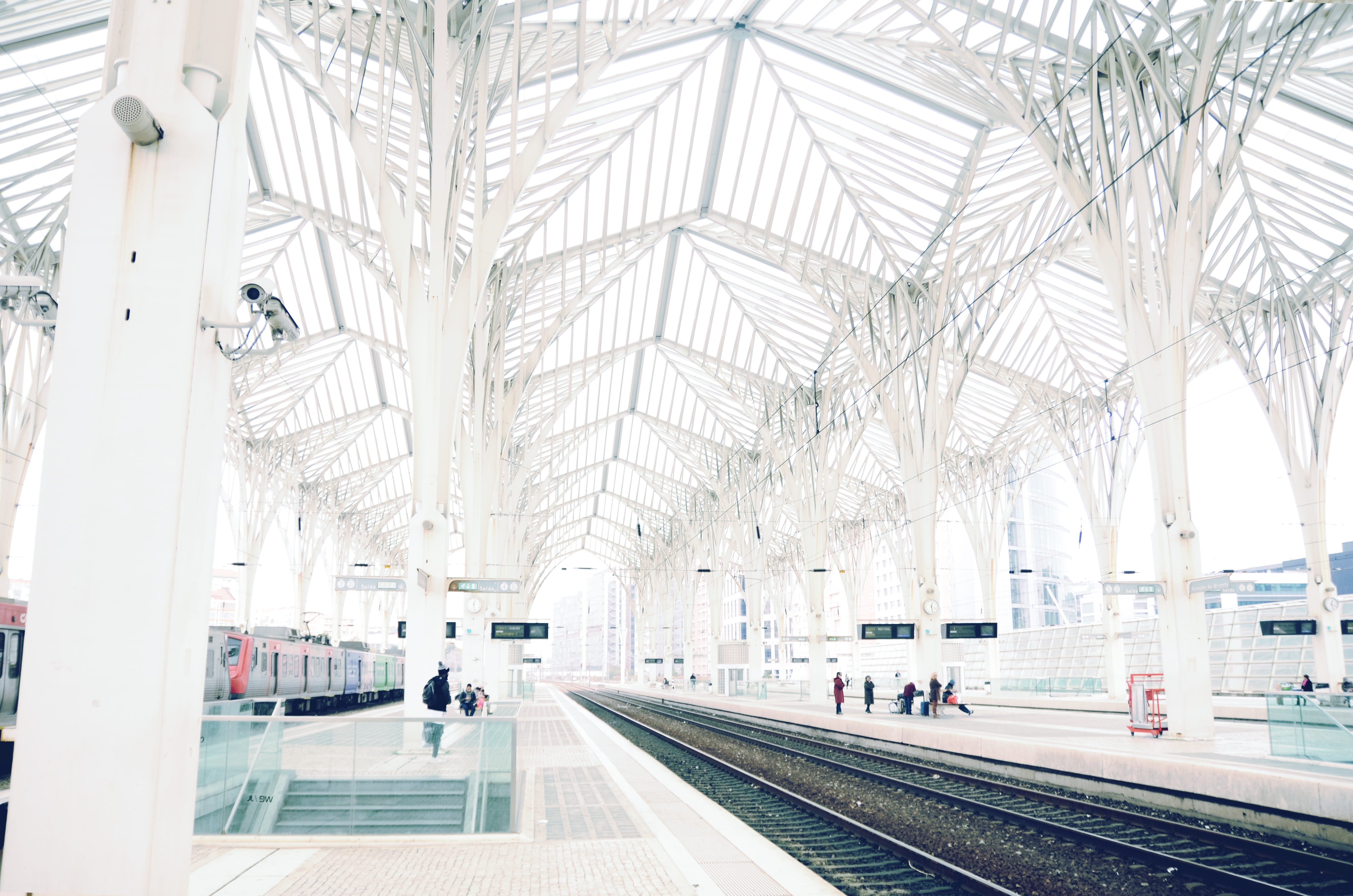 transportation, real people, lisboa, built structure, mode of transportation, group of people, station, architectural column, nature, portugal, gare do oriente, HD Wallpaper