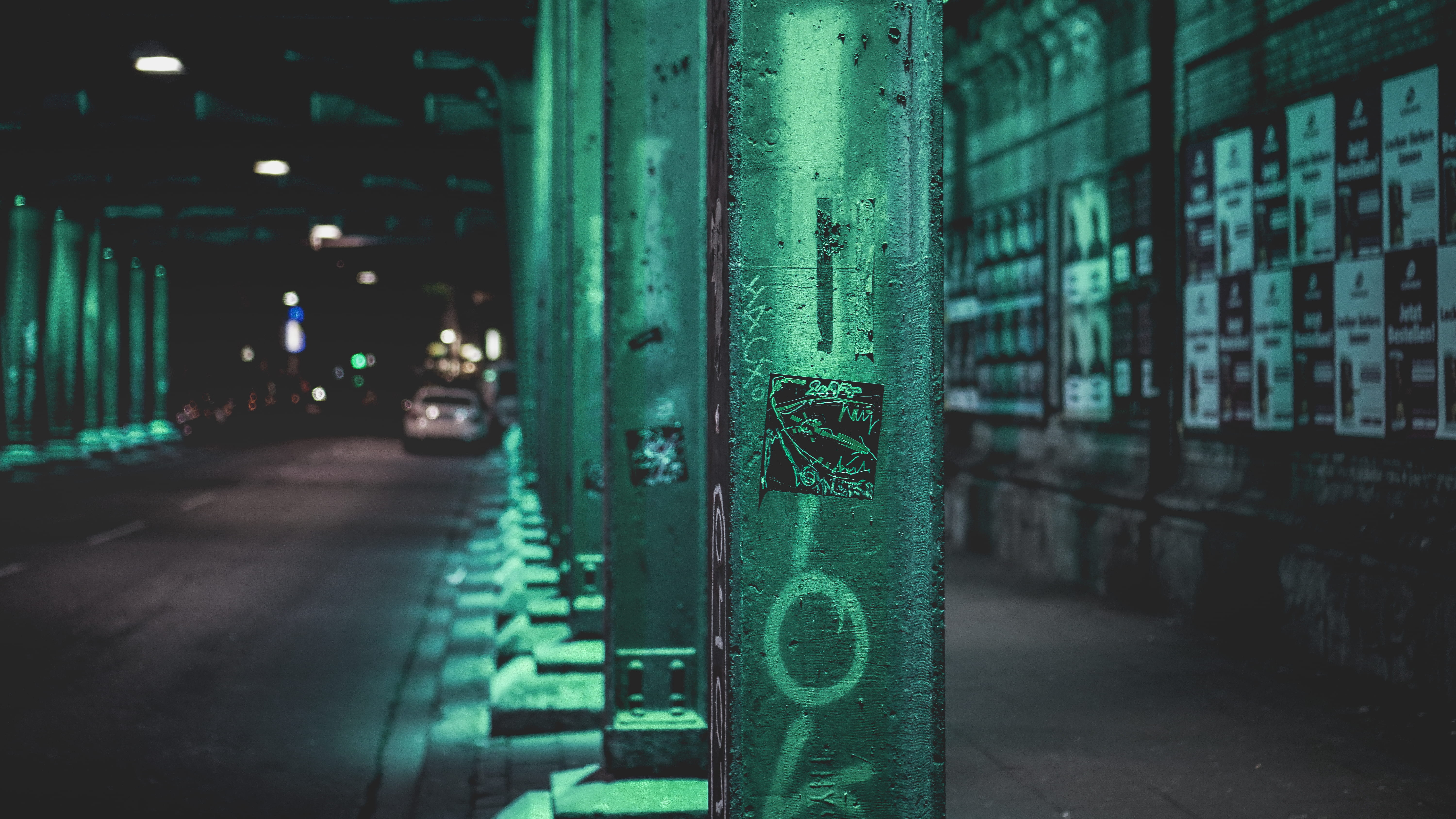 urban, built structure, communication, sign, architectural column, trainstation, sticker, photography, city light, column, city, metalic, street photography, HD Wallpaper