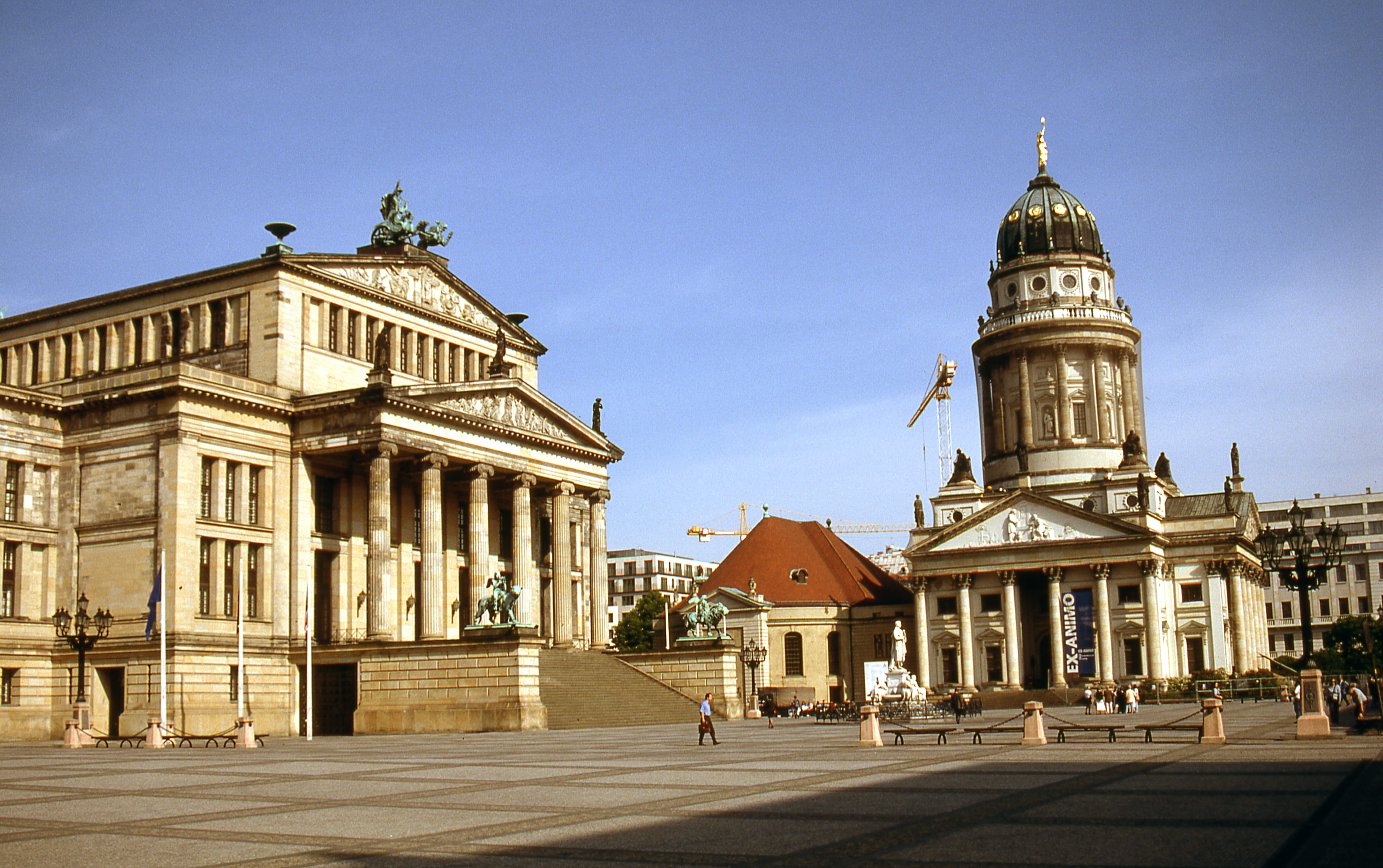 clear sky, incidental people, place of worship, government, travel destinations, sky, 4K, building exterior, tourism, nature, gendarmenmarkt, outdoors, HD Wallpaper