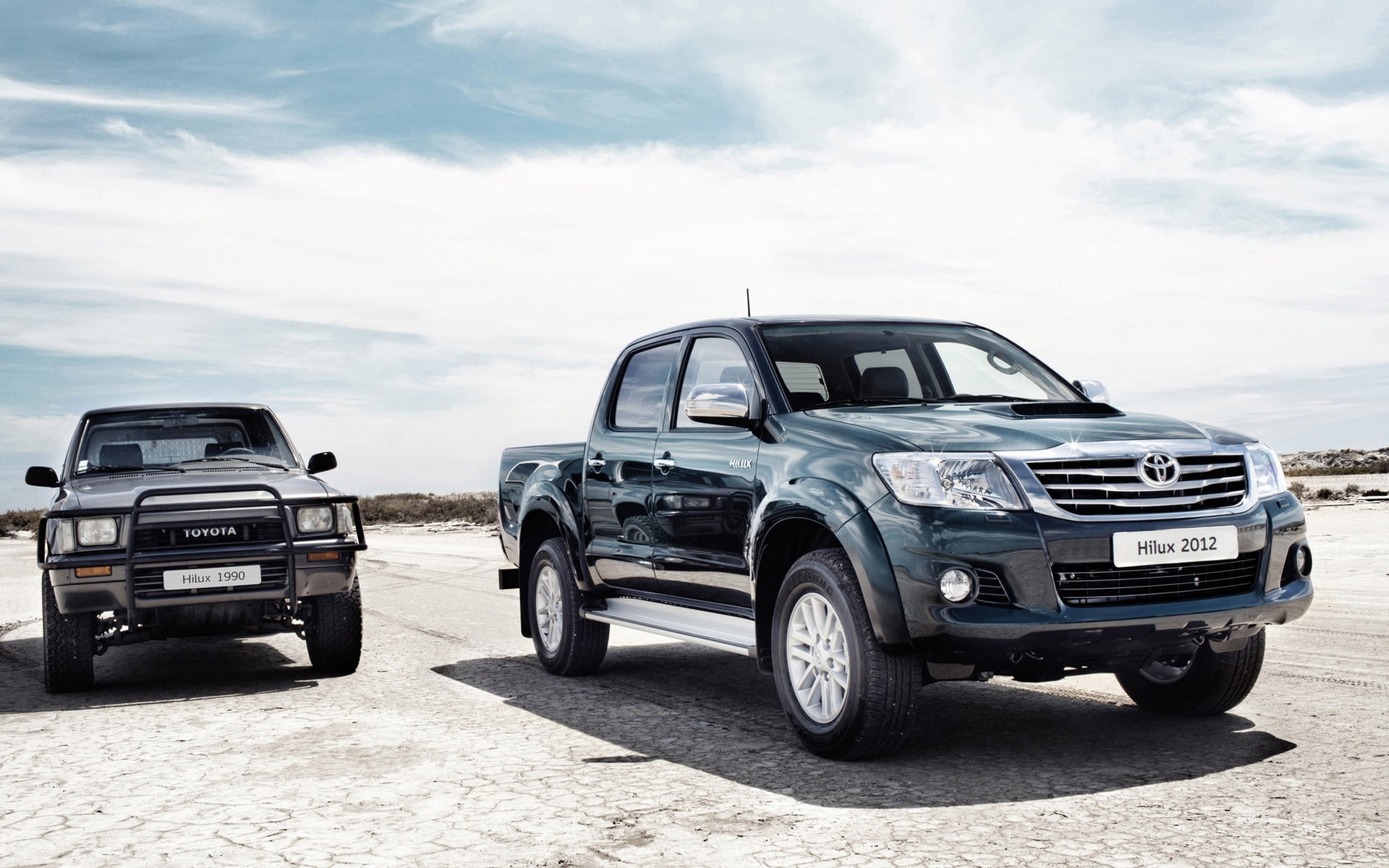 hilux, old, vs, new, 1080P, toyota, HD Wallpaper