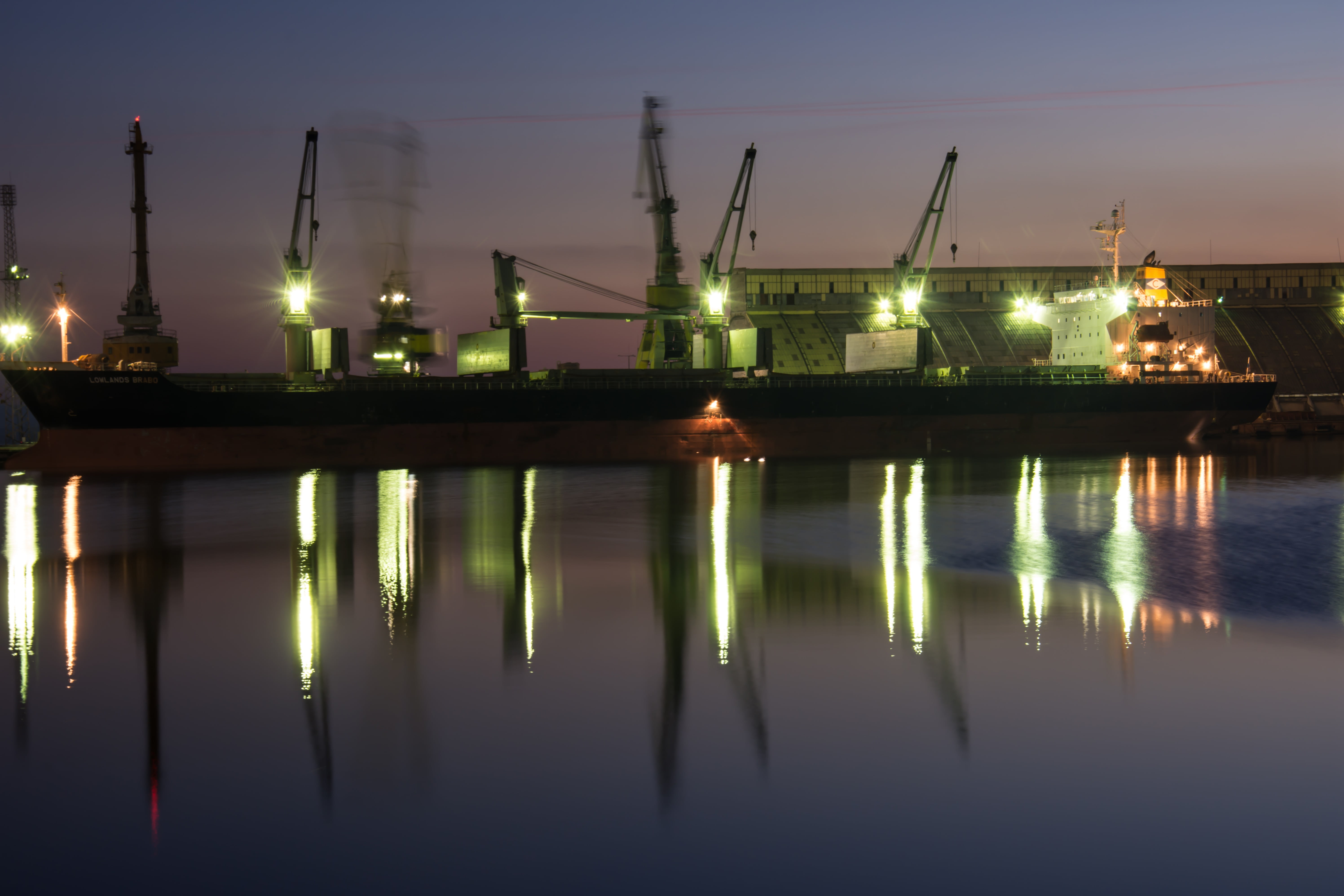 shipping, landscape, sea, industry, twilight, business, bay, bulgaria, sky, coast, dusk, water, night, architecture, no people, tourism, reflection, cityscape, HD Wallpaper