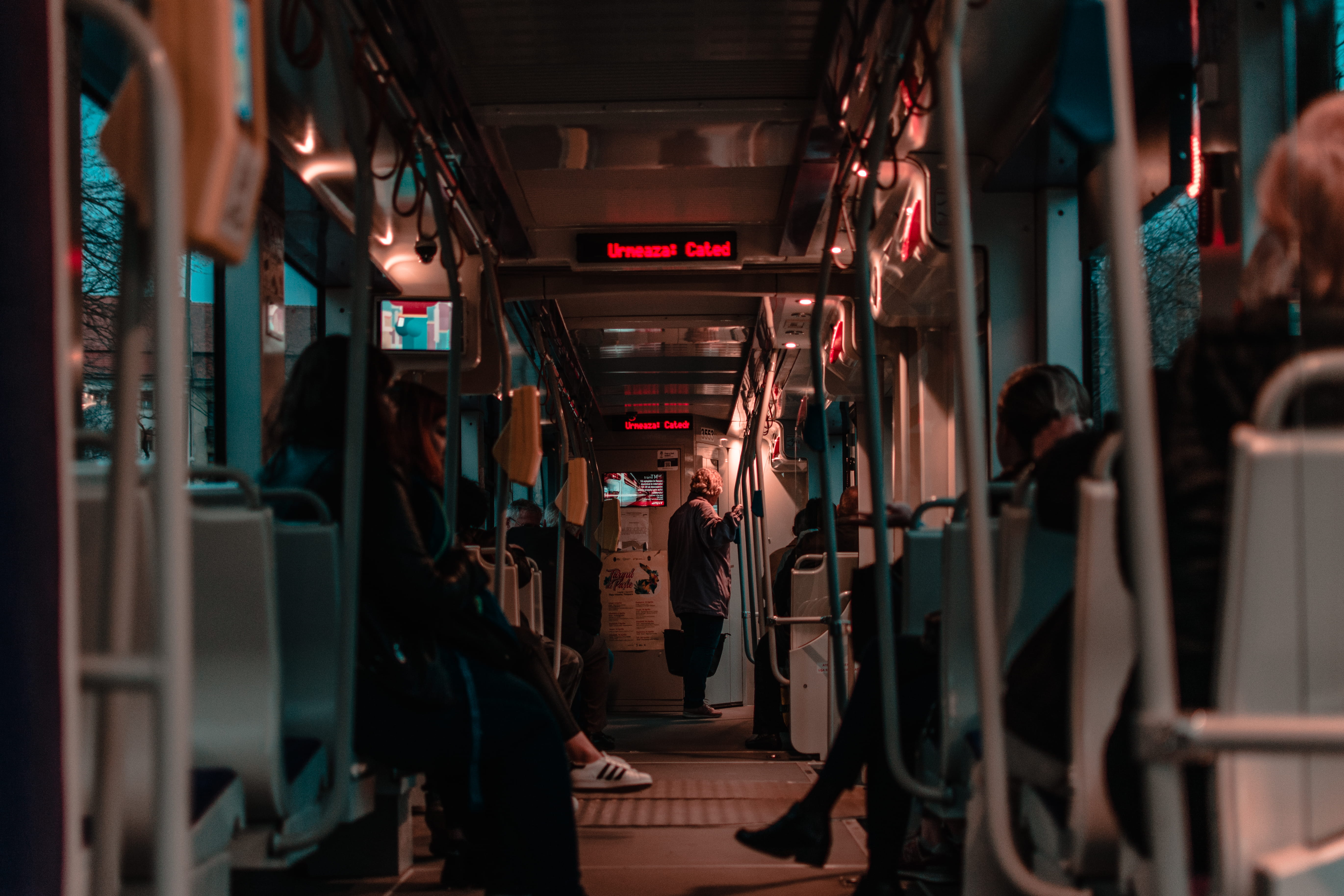 train interior, blue, land vehicle, shadow, group of people, leading lines, travel, illuminated, transport, lifestyles, subway train, human, transportation, HD Wallpaper