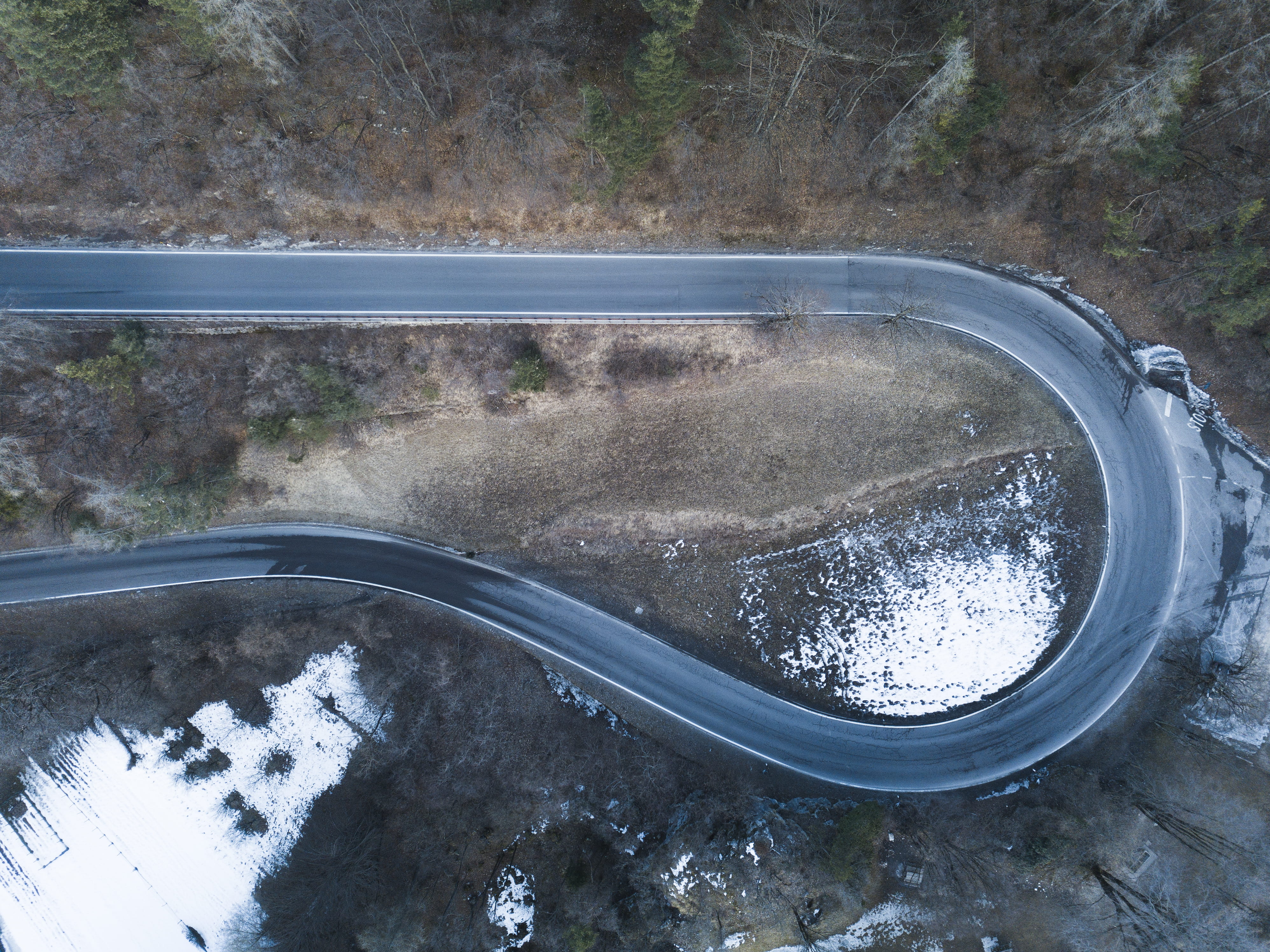 high angle view, landscape, drone, road, tire, scenery, land, tree, winter, machine, green, nature, scenics - nature, sonya7, plant, motion, beauty in nature, HD Wallpaper