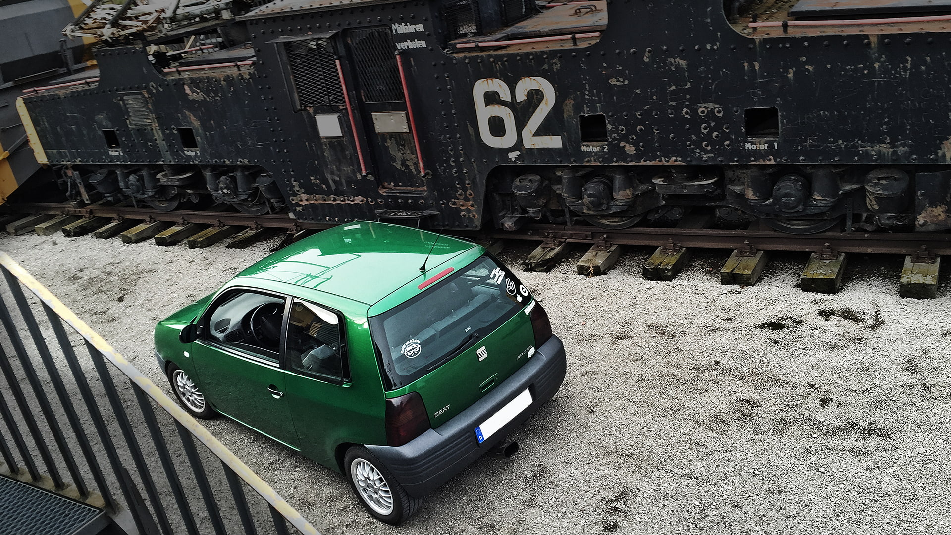 Arosa, Volkswagen, car, train, 1080P, Seat, low, photography, rims, HD Wallpaper