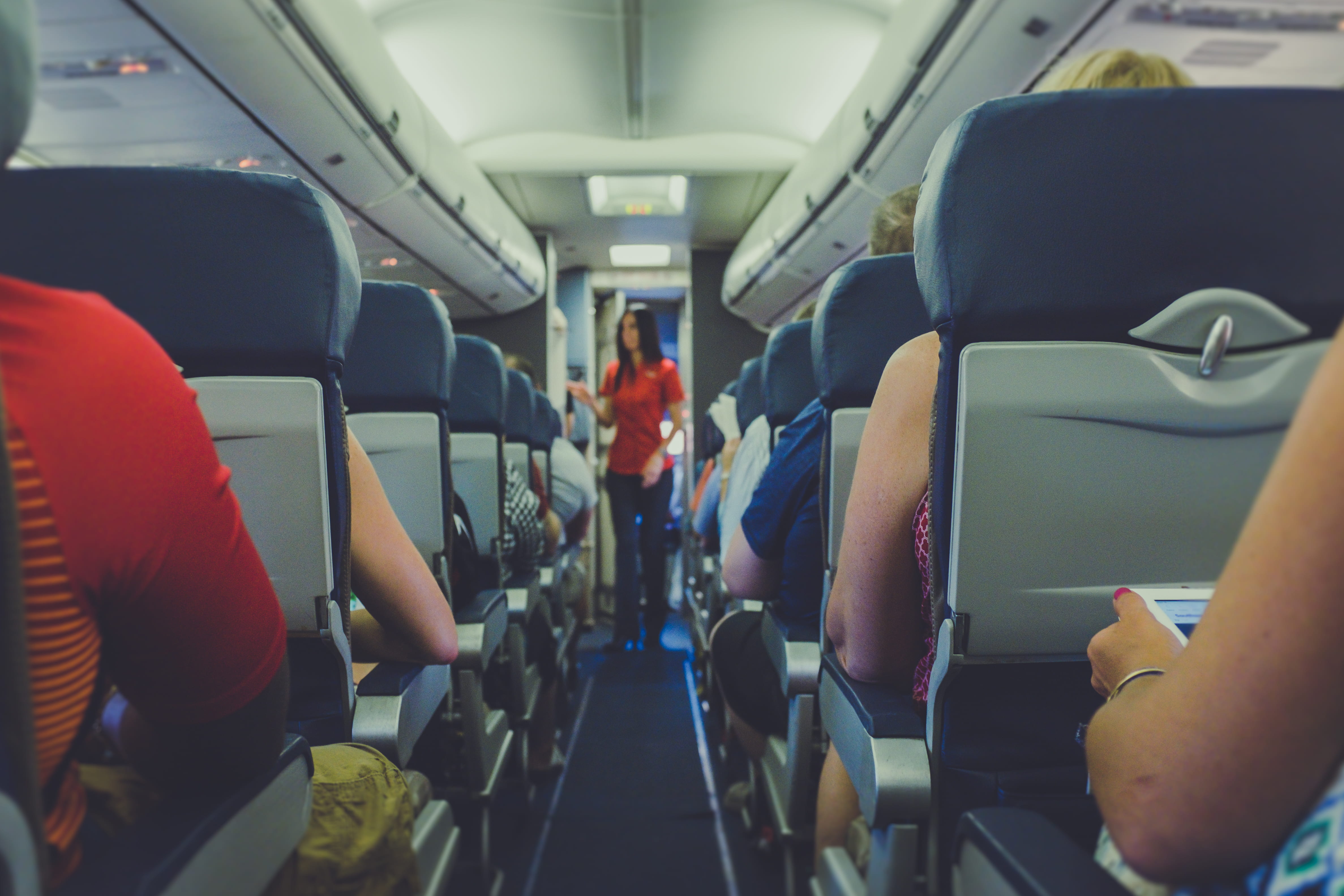 airplane, airplane seat, real people, hallway, group of people, attendant, men, journey, mode of transportation, passenger, vehicle interior, transportation, HD Wallpaper