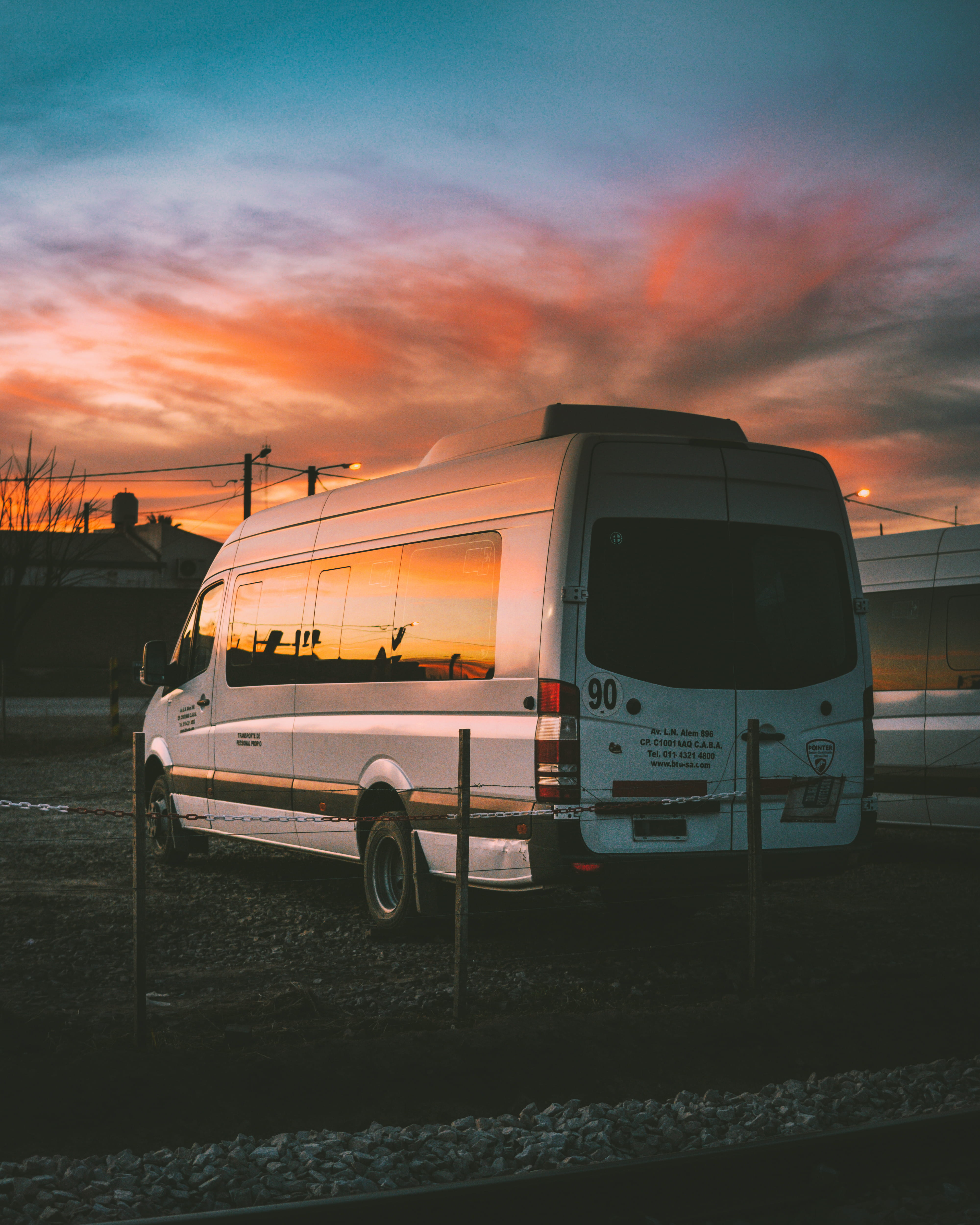 benz, beside, bus, cloud - sky, nature, sky, rail, mercedes, land vehicle, sprinter, school bus, car, orange color, travel, open, yard, parked, transportation, Phone HD Wallpaper