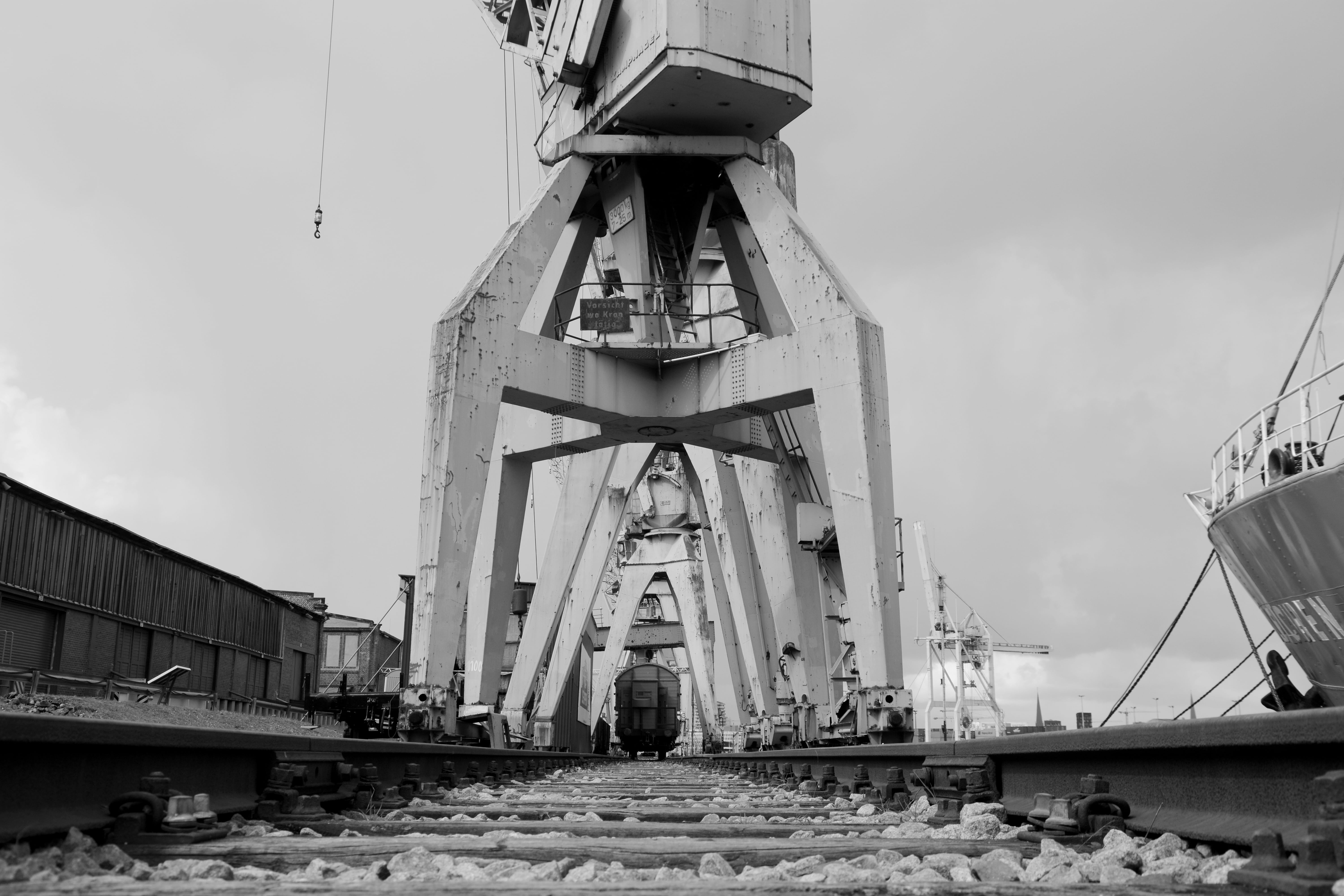 travel, industry, harbour crane, ship, architecture, mode of transportation, 5K, nautical vessel, water, sailboat, transportation, envelope, track bed, HD Wallpaper