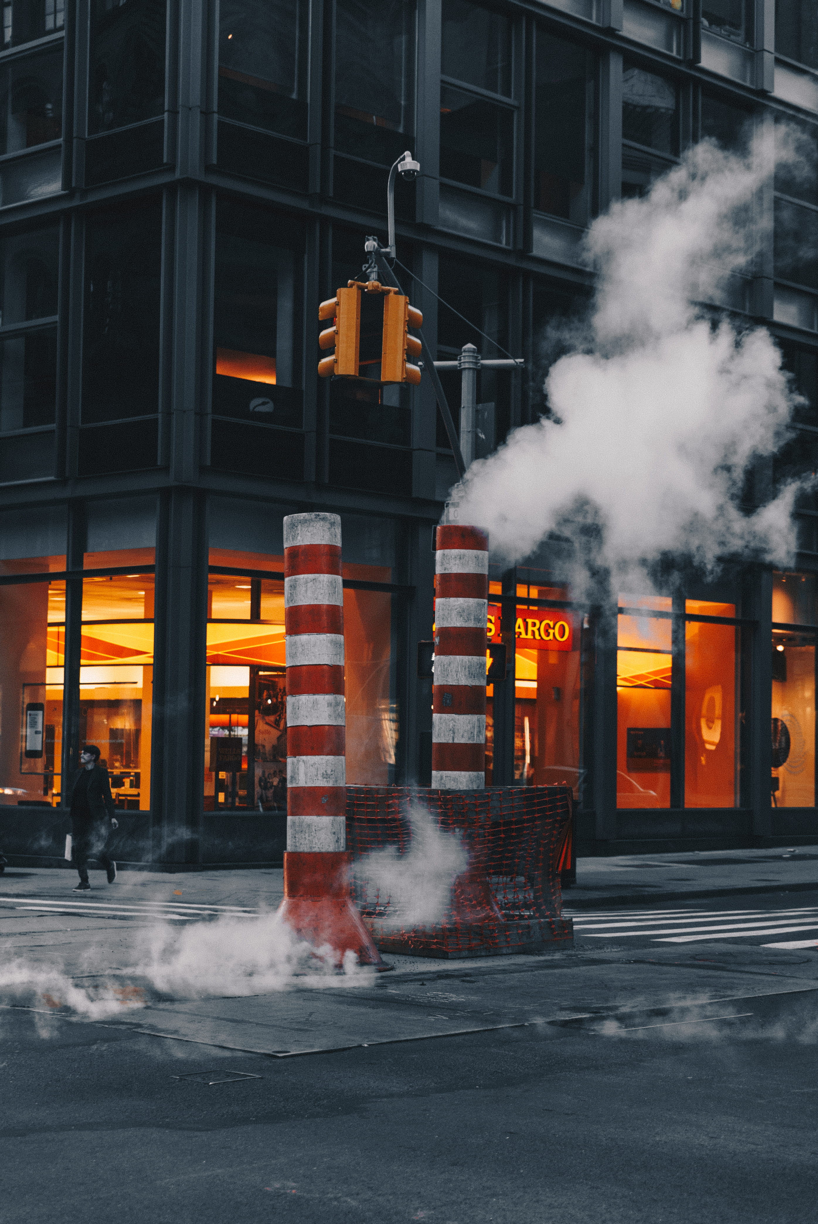 motion, day, city subway, near, city, nature, street life, pipe, big apple, built structure, cone, fire, subway steam, safety, air pollution, red, new york city, Phone HD Wallpaper