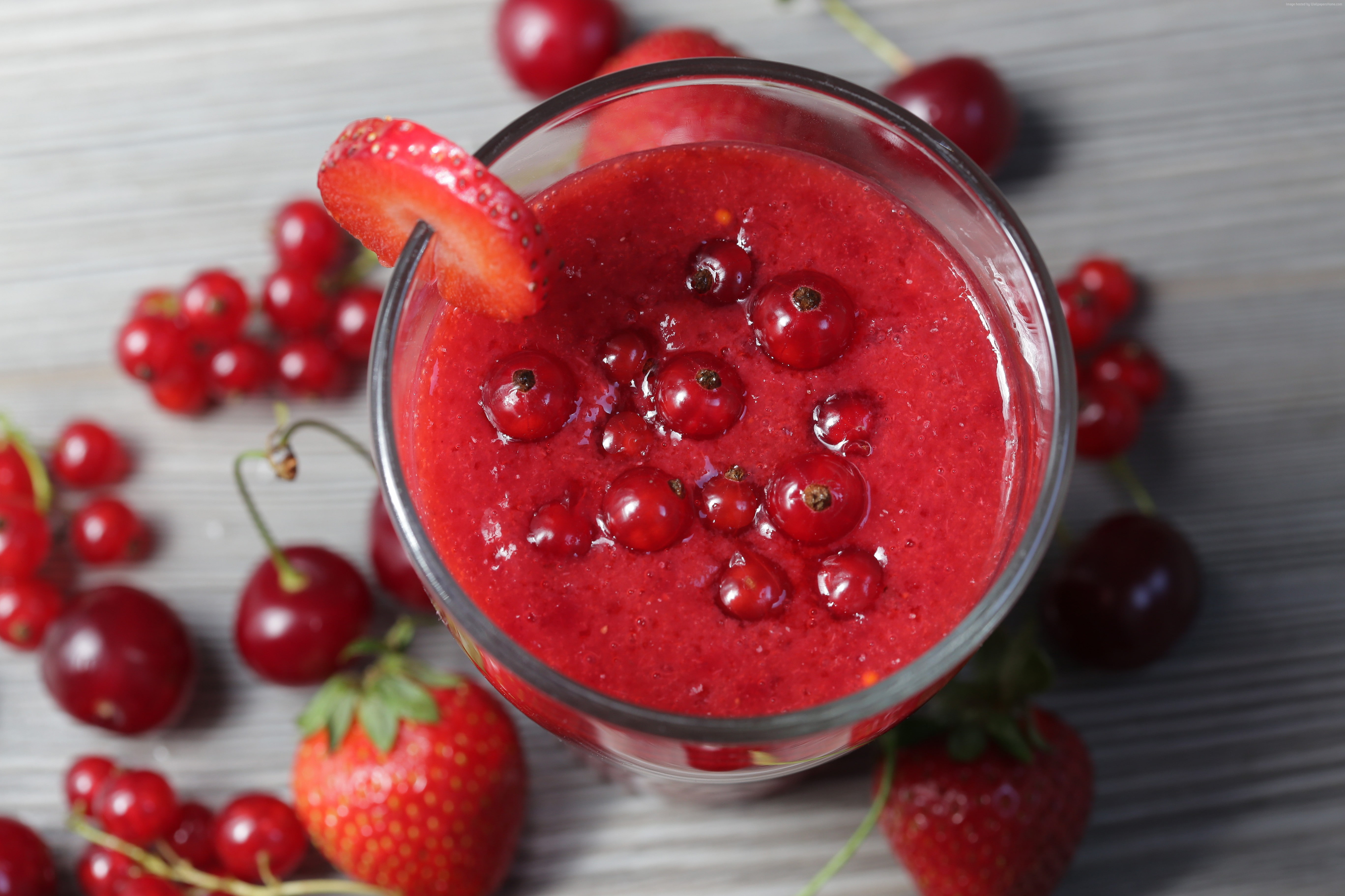 ice, strawberries, mint, cherries, currants, raspberries, 5K, berries, HD Wallpaper