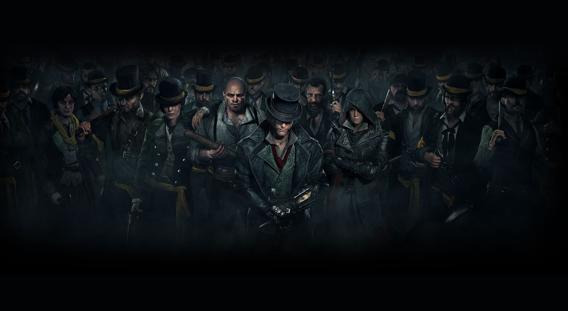 women, wearing, suit, Gangster, jacob frye, group of people, young adult, men, assassins creed, clothing, creed, young men, large group of people, crowd, HD Wallpaper