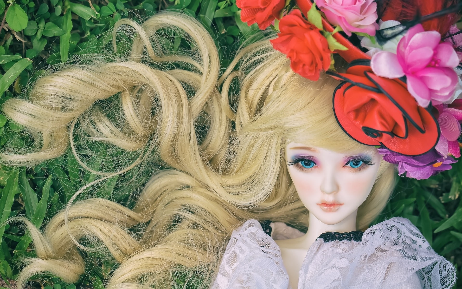Toy, Hat, Girl, Doll, Flowers, Blonde, 1080P, HD Wallpaper