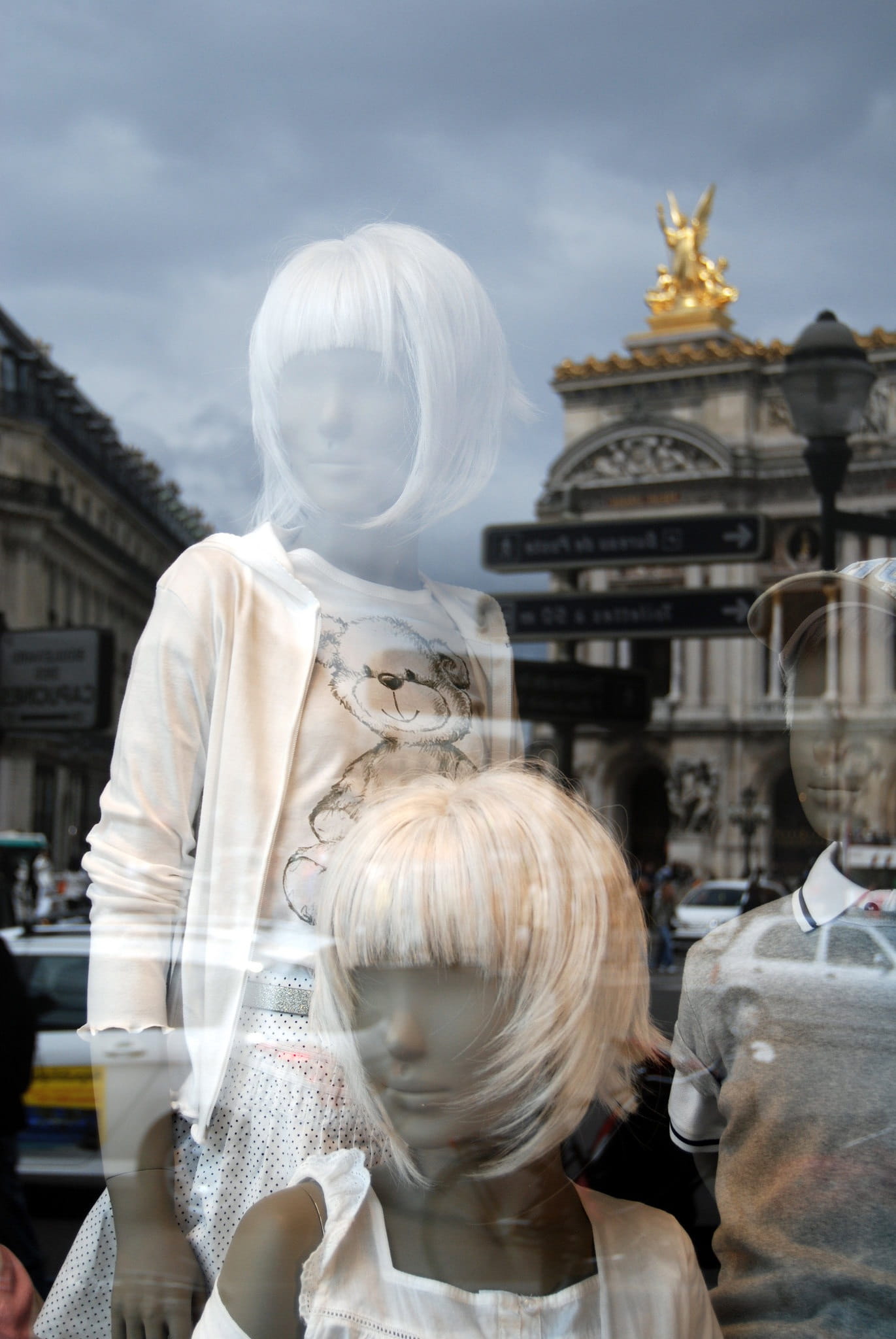 showcase, clothes, real people, ice, sky, built structure, day, city, creativity, shop, child, travel destinations, paris, statue, building exterior, people, Phone HD Wallpaper