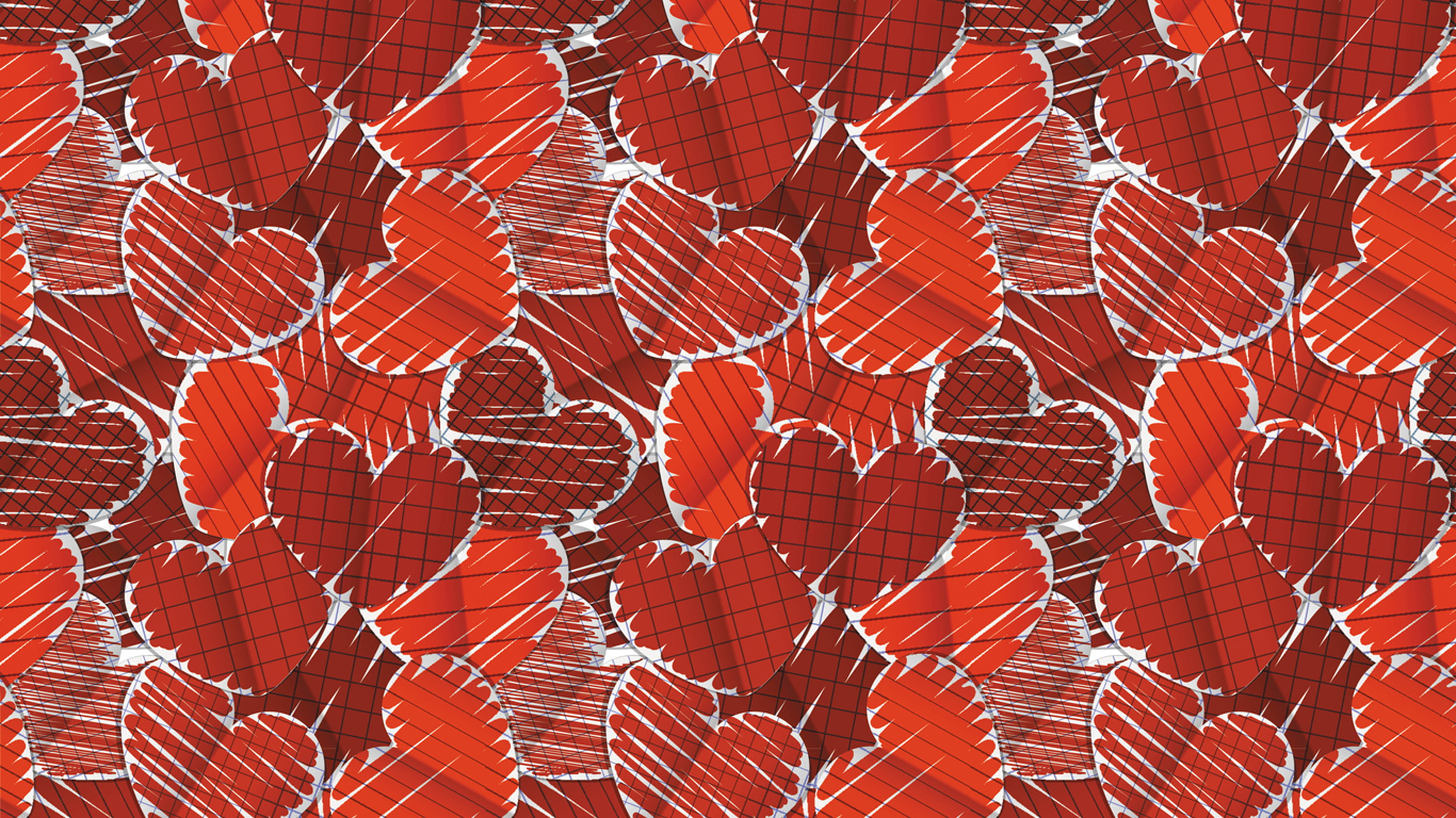 Pattern, Hearts, Valentines Day, Love Symbols, Love hearts, 2K, HD Wallpaper