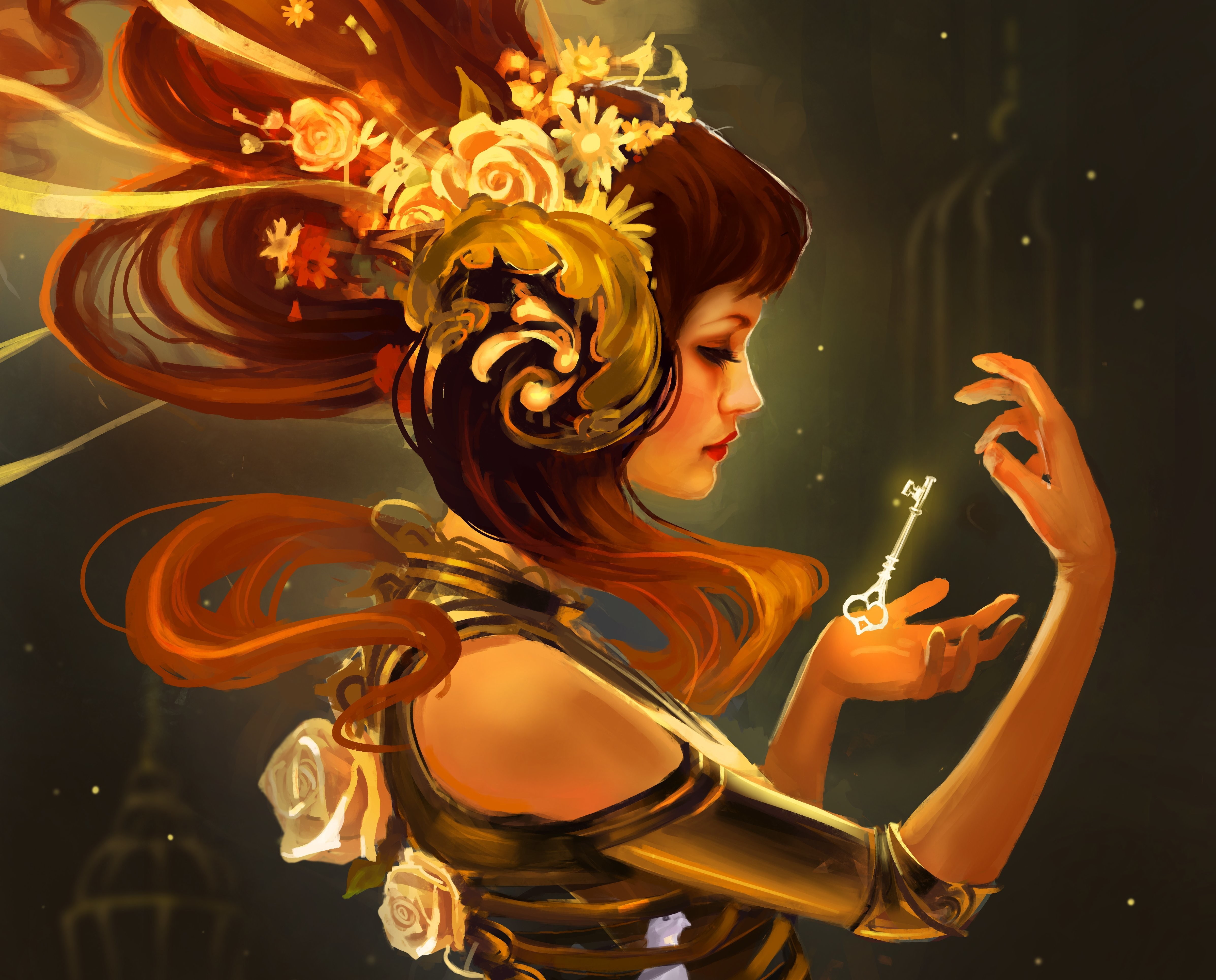 Keys, px, x, Headdress, hd, fantasy, fantasy art, cars, art, 4787x3858 px, women, 4K, audi, gold, HD Wallpaper
