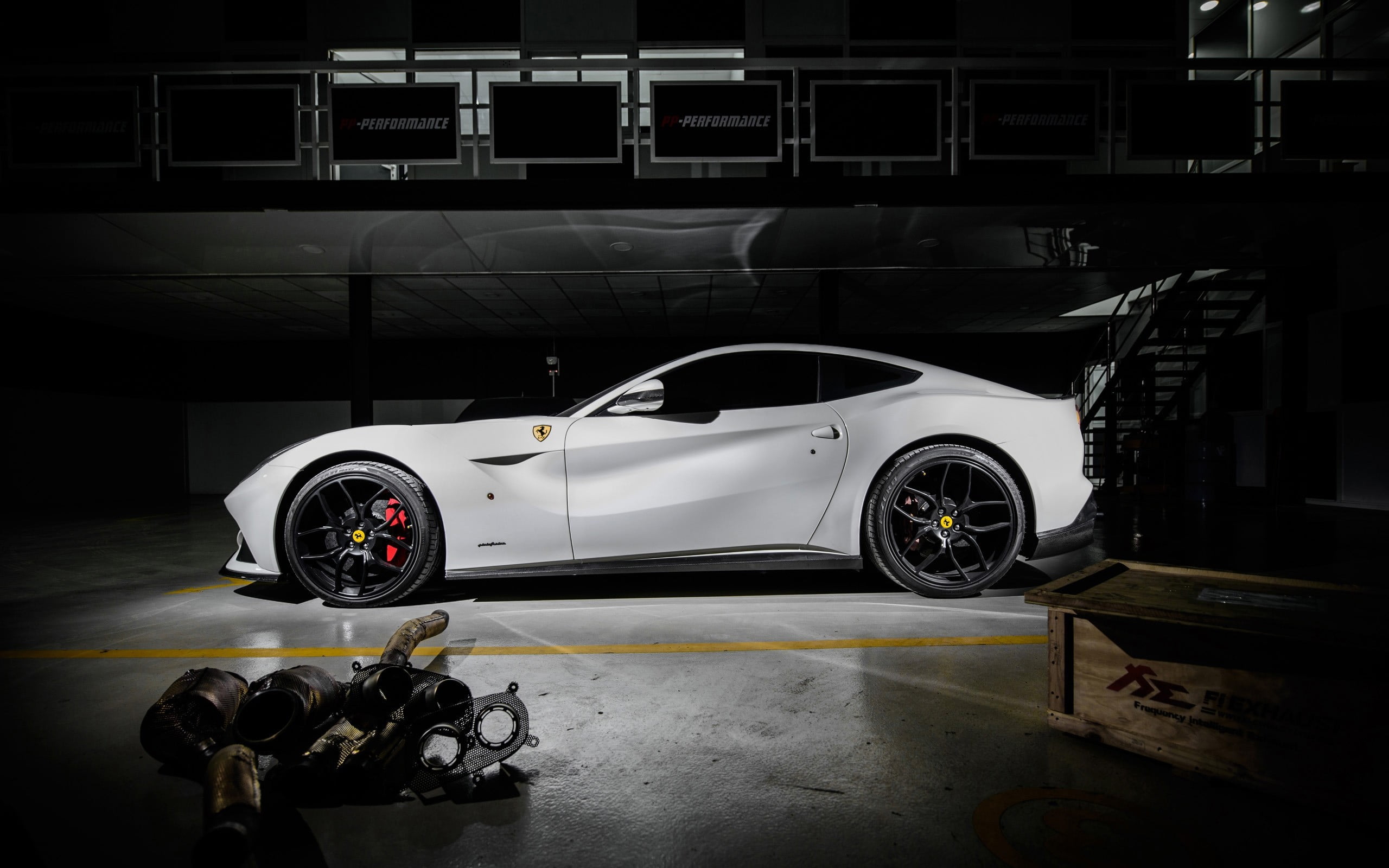 sports Car, exhibition, Ferrari F12berlinetta, Ferrari, 2K, elegance, parking lot, speed, new, white, technology, engine, shiny, three-dimensional Shape, HD Wallpaper