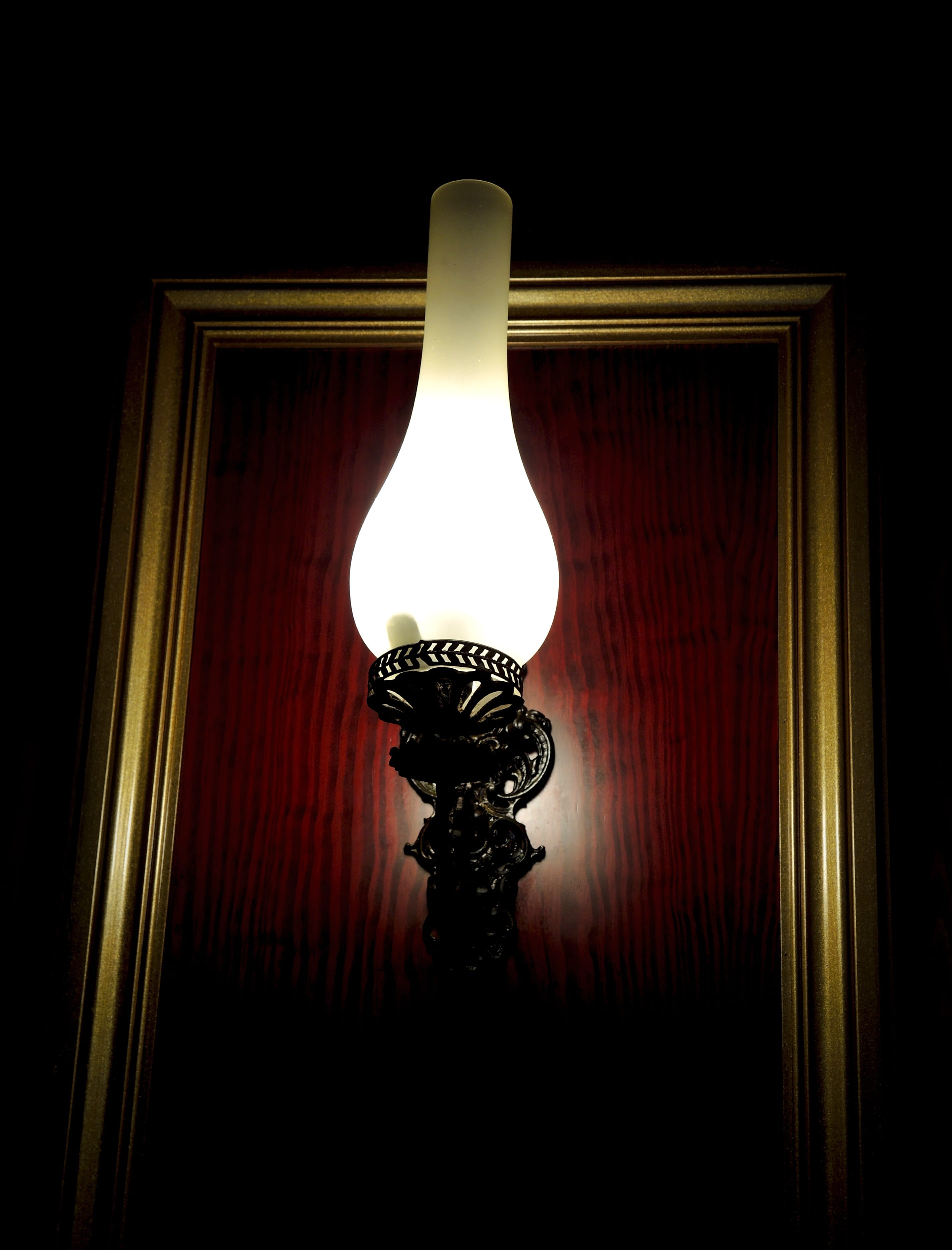 decorative, Lamp, antique, indoors, tradition, wood - material, glowing, entrance, 2K, retro, Traditional, old, design, black background, light Bulb, single object, Phone HD Wallpaper