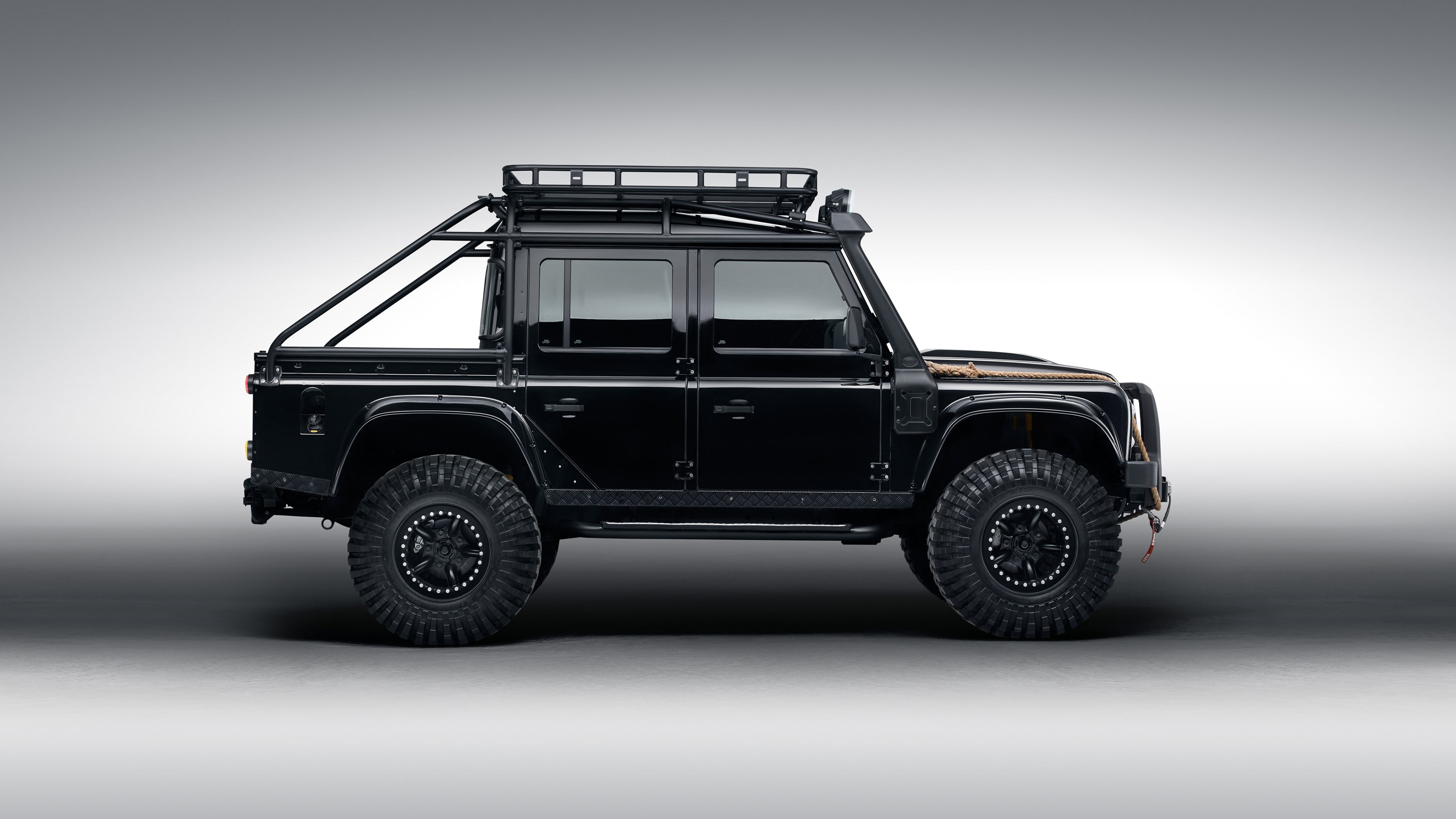 4K, jeep, Land Rover Defender 110, black, 007 Spectre movie, vehicle, HD Wallpaper