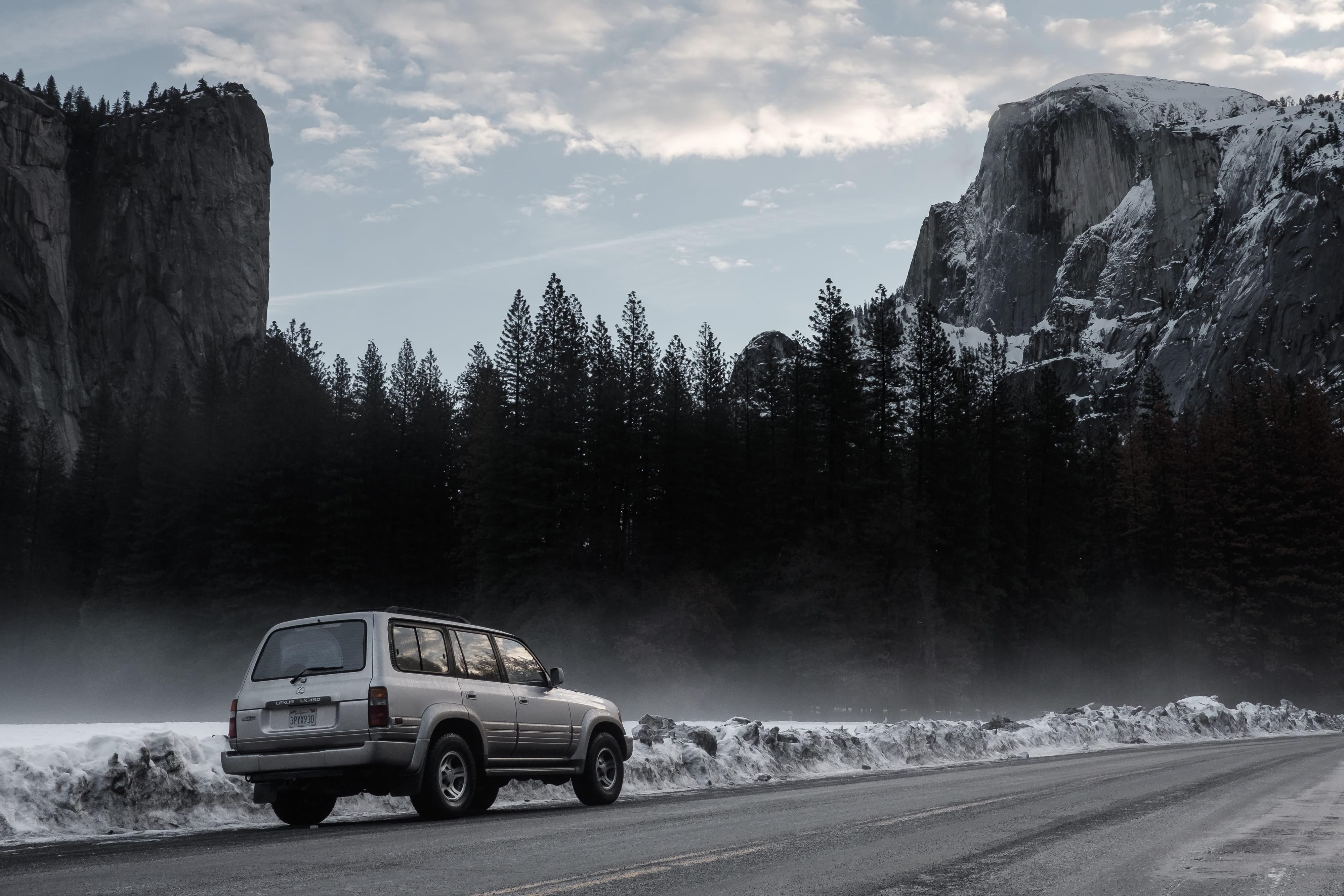 vehicle, non-urban scene, road trip, sport, land vehicle, scenics - nature, cold temperature, plant, motor vehicle, lane, mode of transportation, road, HD Wallpaper